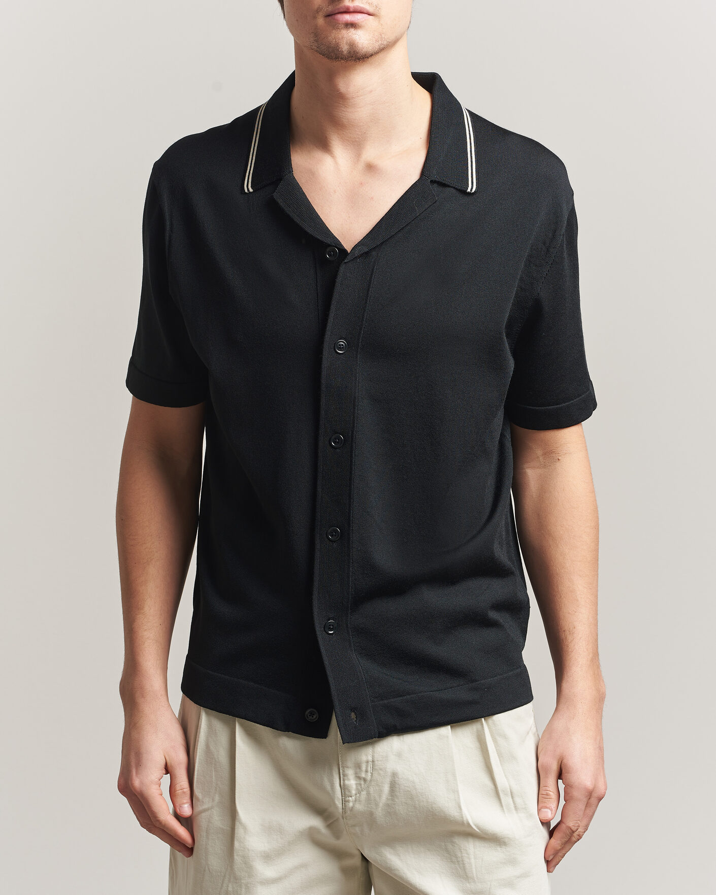 Uomini | Camicie | Gant | Knitted Resort Collar Shirt Black