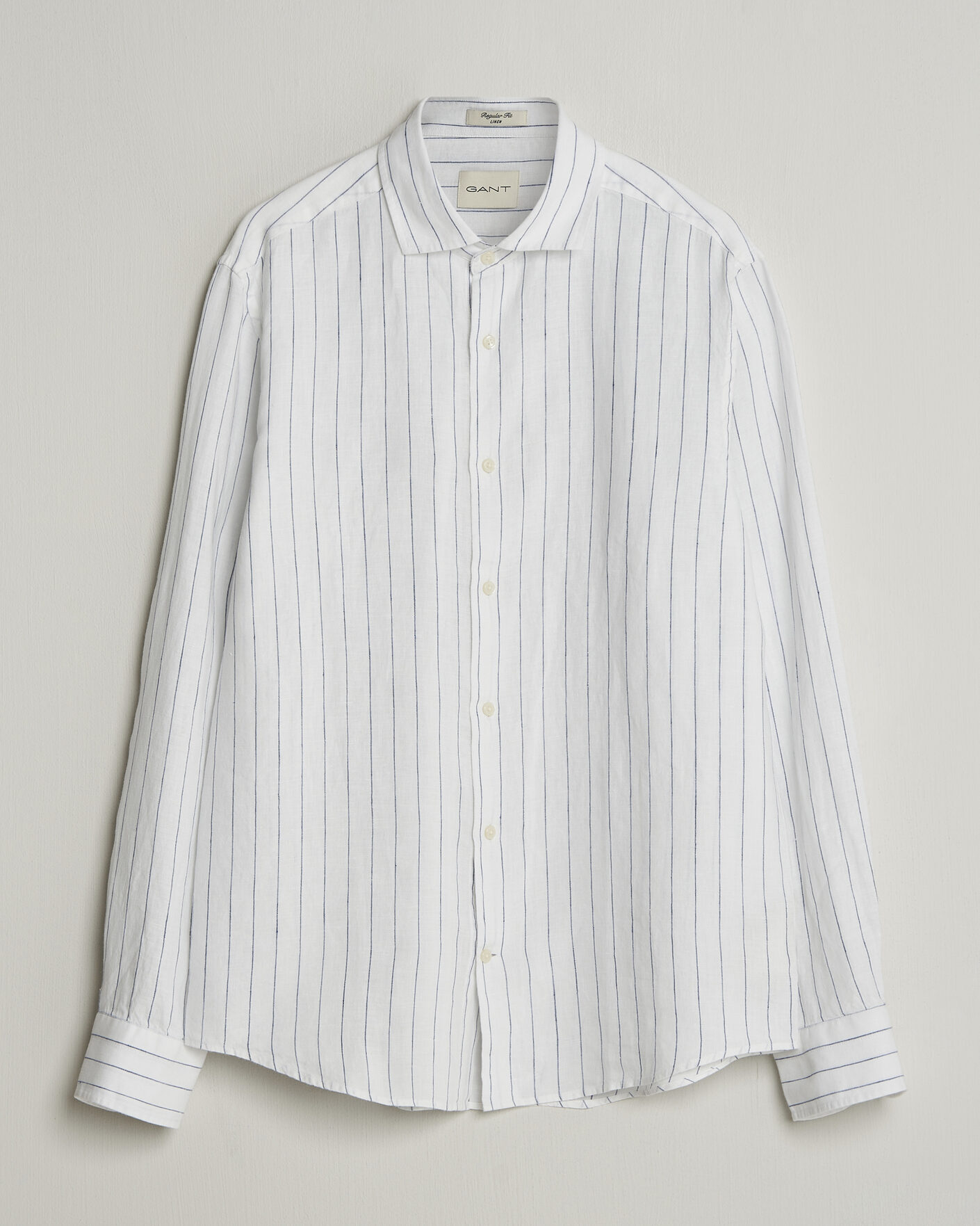 Uomini | Camicie | GANT | Regular Fit Linen Striped Shirt White