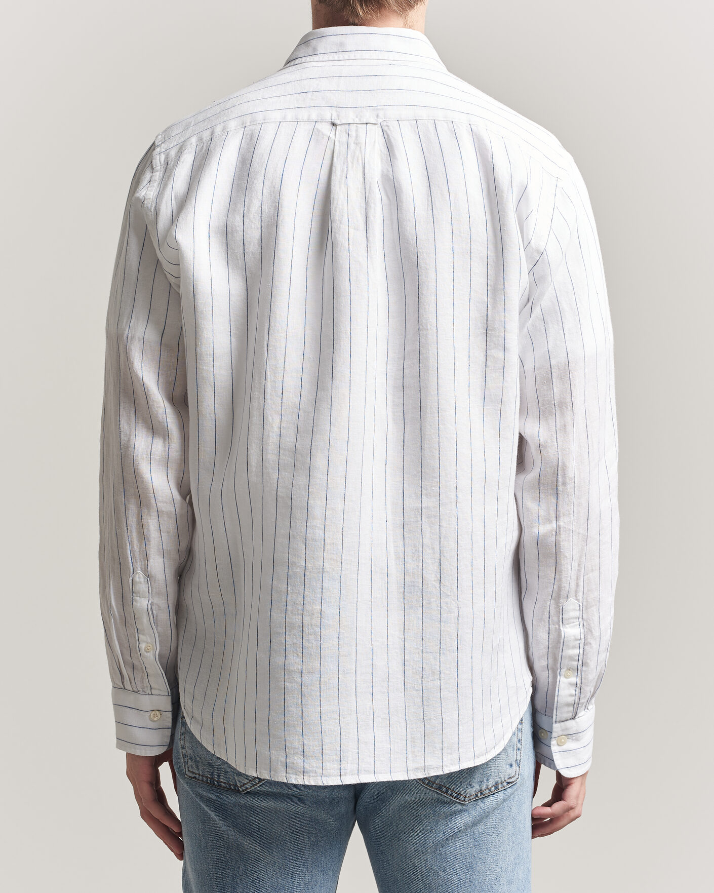 Uomini | Camicie | GANT | Regular Fit Linen Striped Shirt White