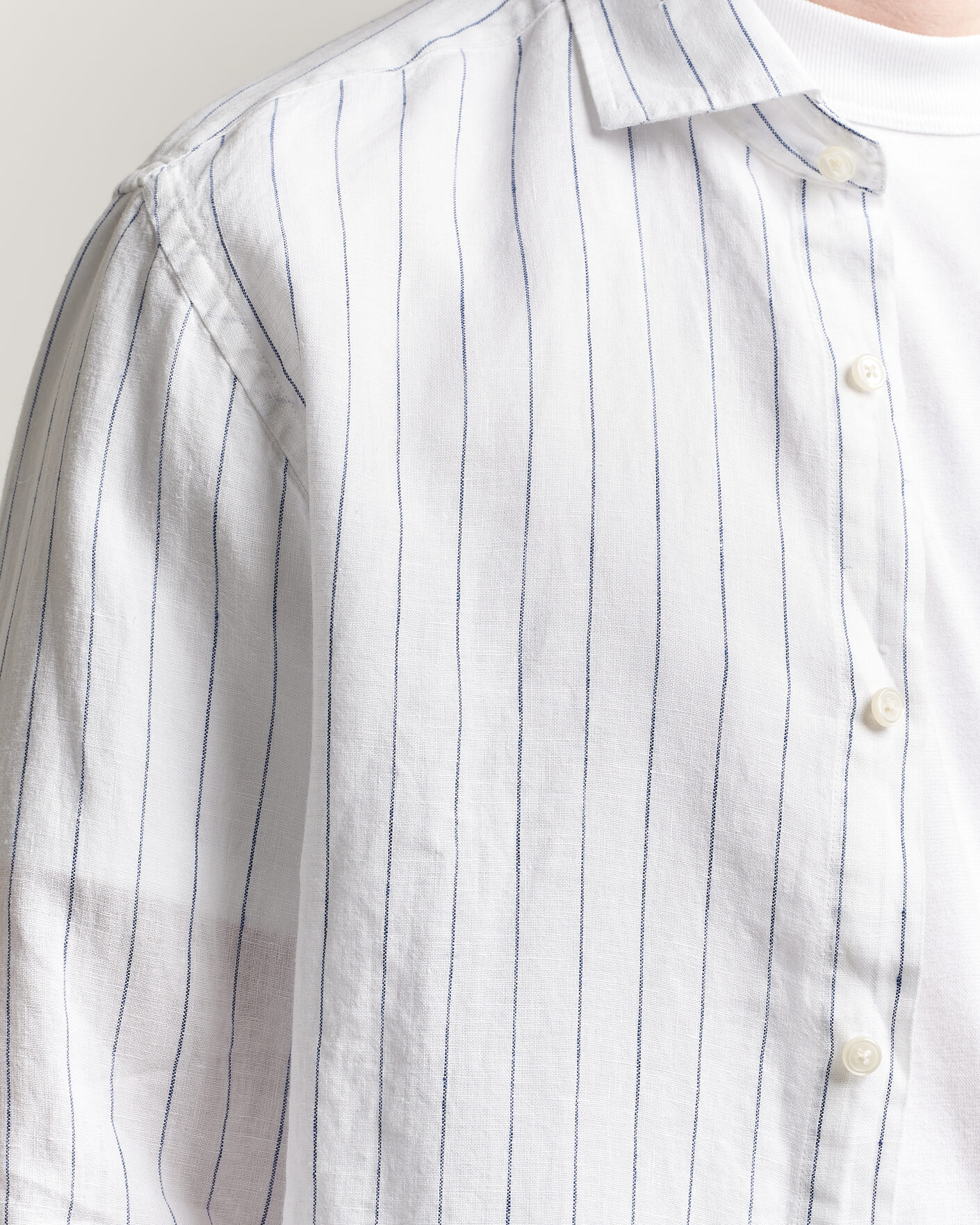 Uomini | Camicie | GANT | Regular Fit Linen Striped Shirt White