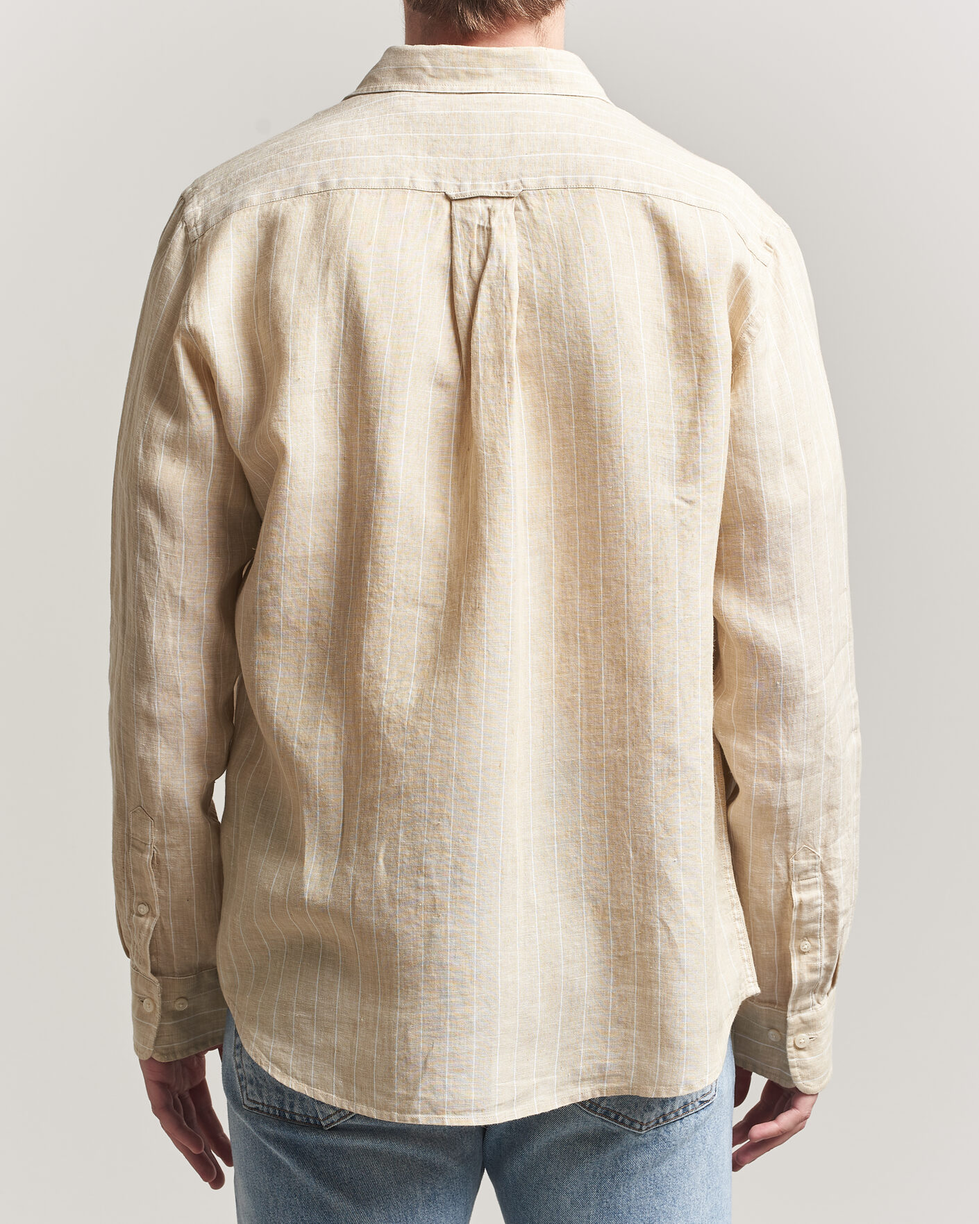 Uomini | Camicie | Gant | Regular Fit Linen Striped Shirt Oat Beige