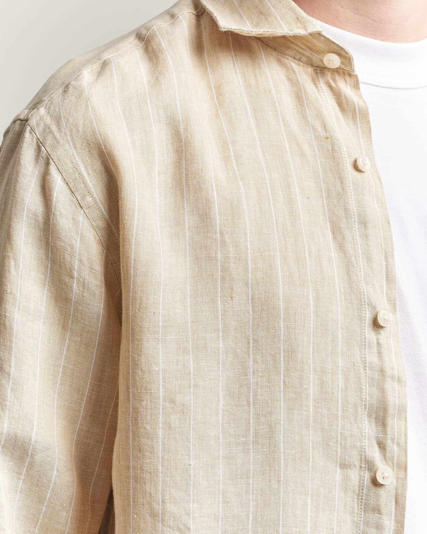 Uomini | Camicie | GANT | Regular Fit Linen Striped Shirt Oat Beige