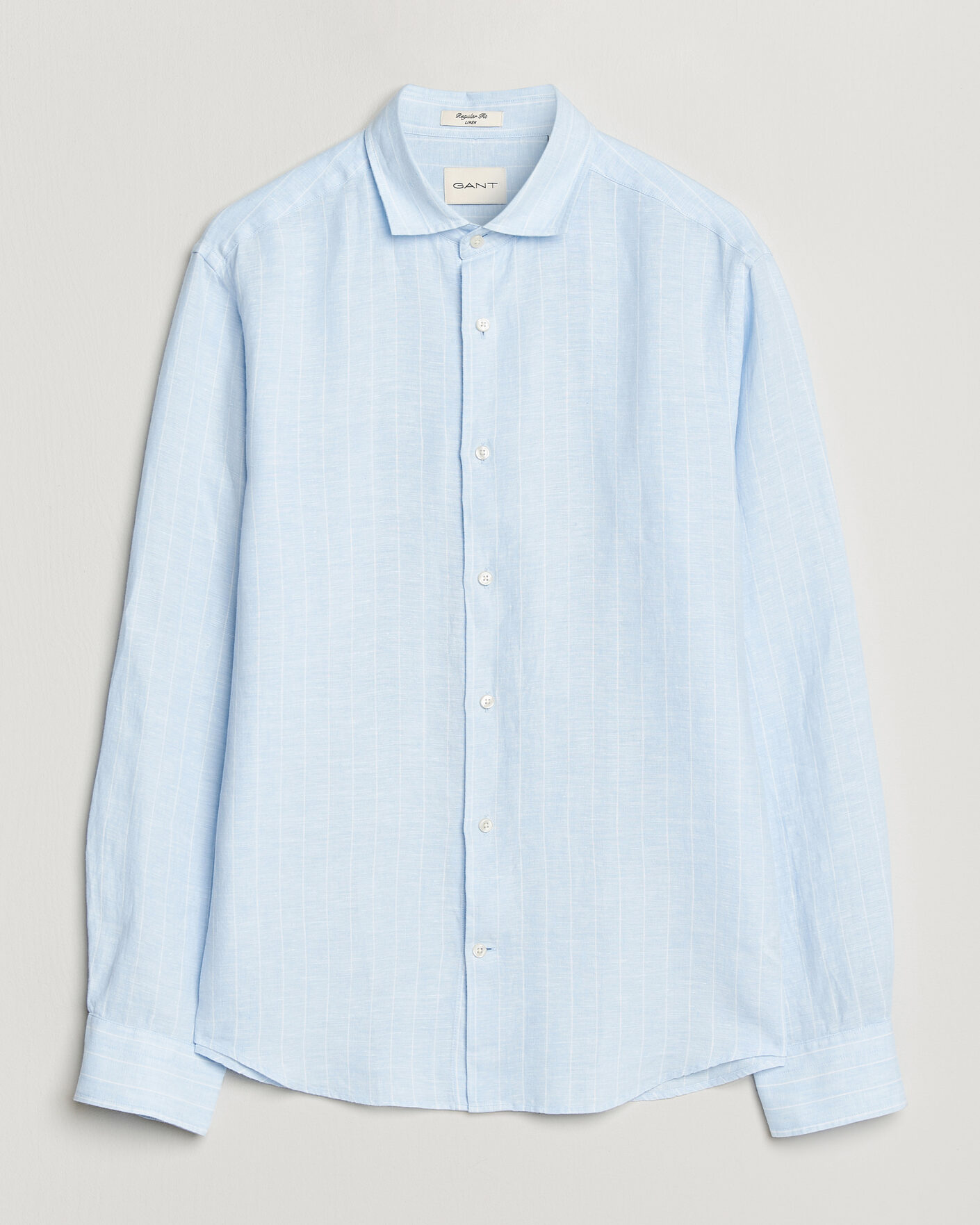 Uomini | Camicie | Gant | Regular Fit Linen Striped Shirt Sky Blue