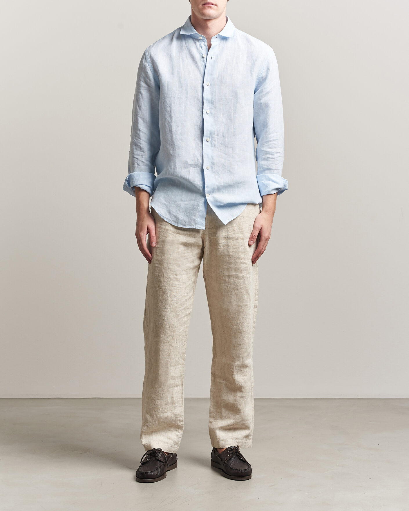 Uomini | Camicie | Gant | Regular Fit Linen Striped Shirt Sky Blue