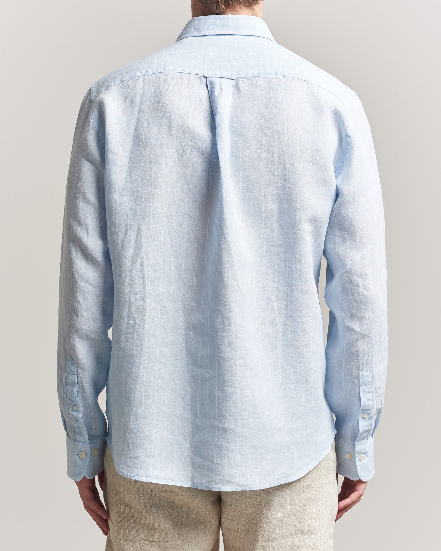 Uomini | Camicie | GANT | Regular Fit Linen Striped Shirt Sky Blue
