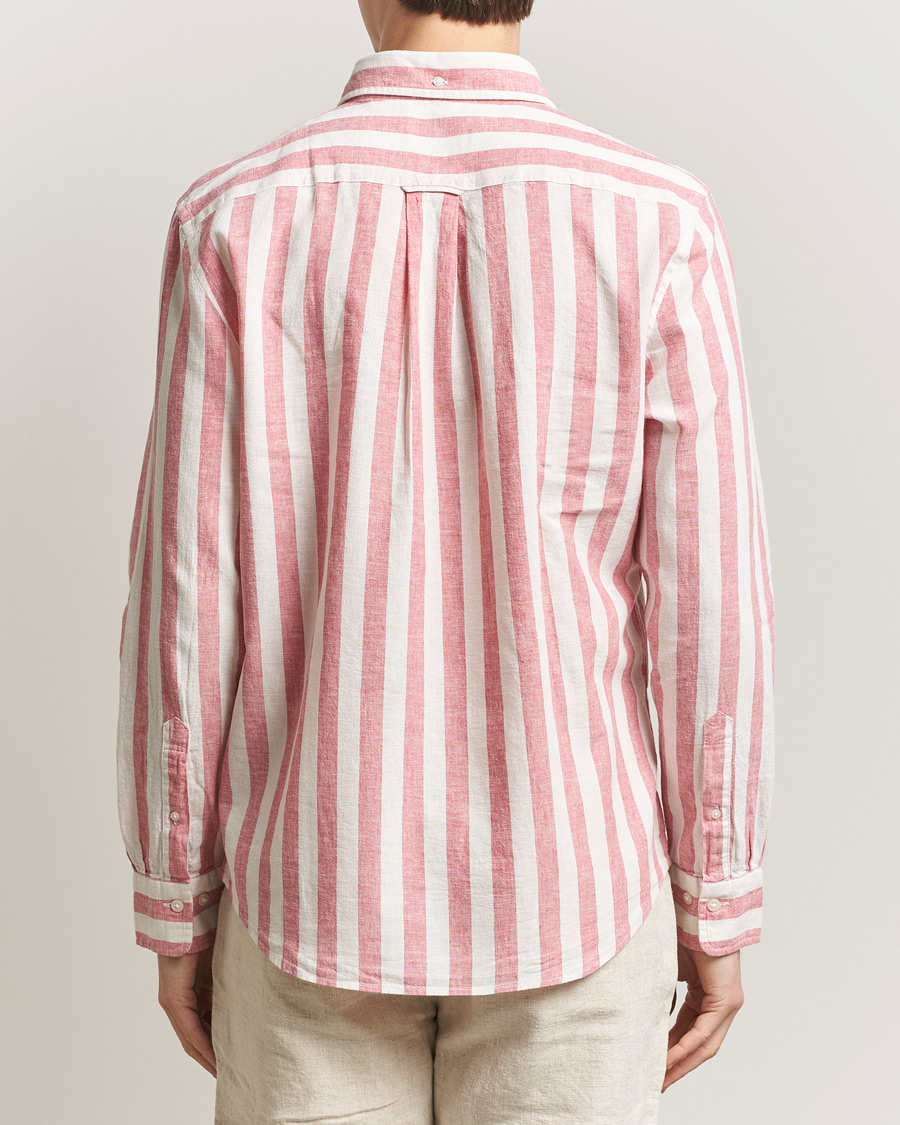 Uomini | Camicie | GANT | Regular Fit Linen/Cotton Striped Shirt Rose Pink