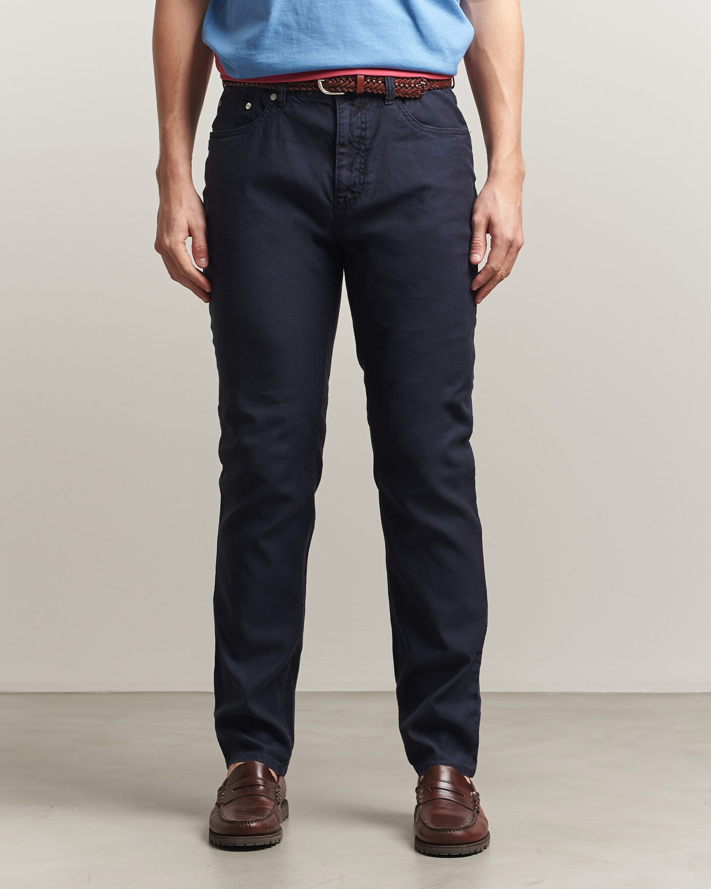 Uomini | Pantaloni | Gant | Slim Fit Cotton/Linen 5-Pocket Pants Evening Blue