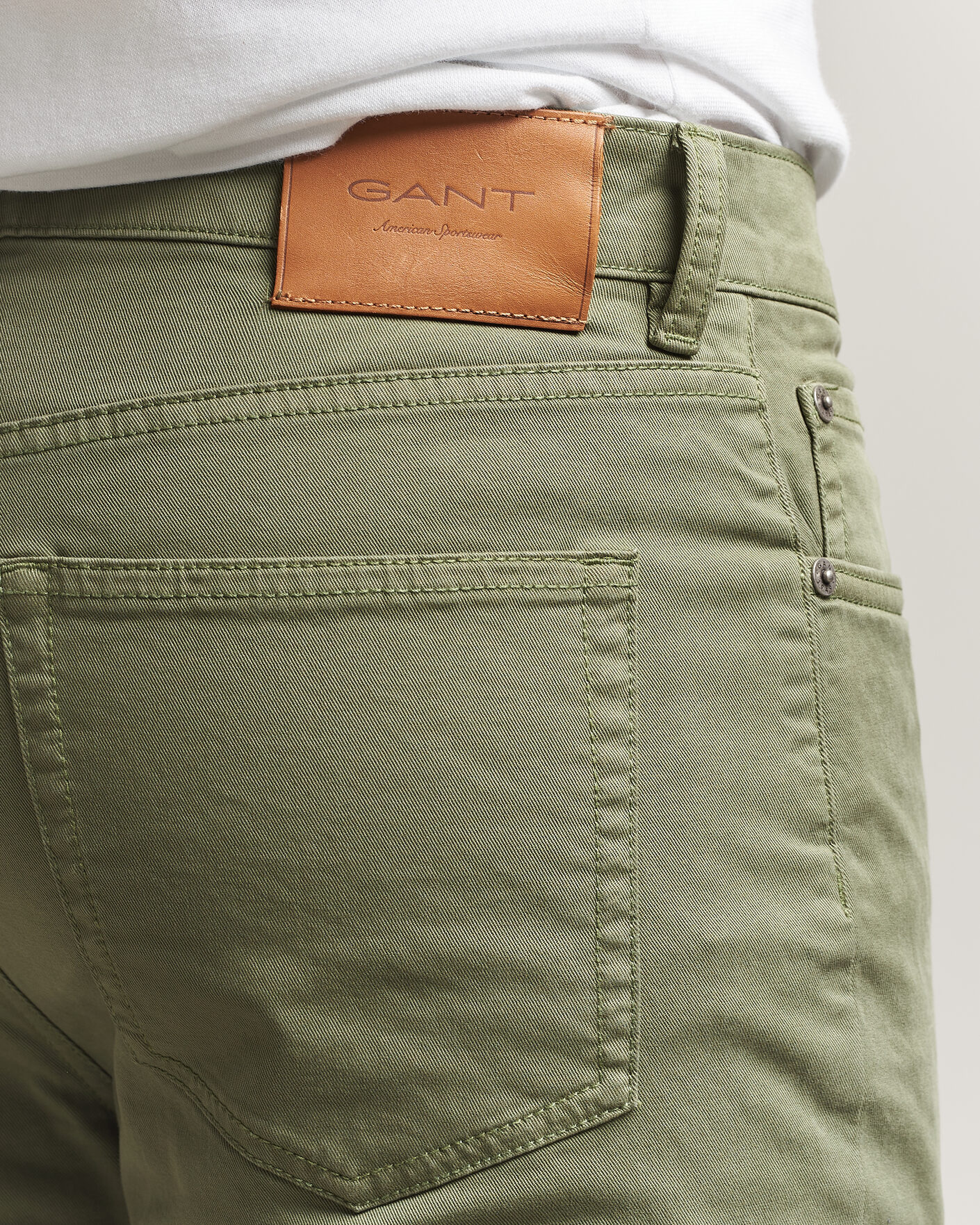 Uomini | Pantaloni | GANT | Slim Fit Desert 5-Pocket Pants Dry Herb Green