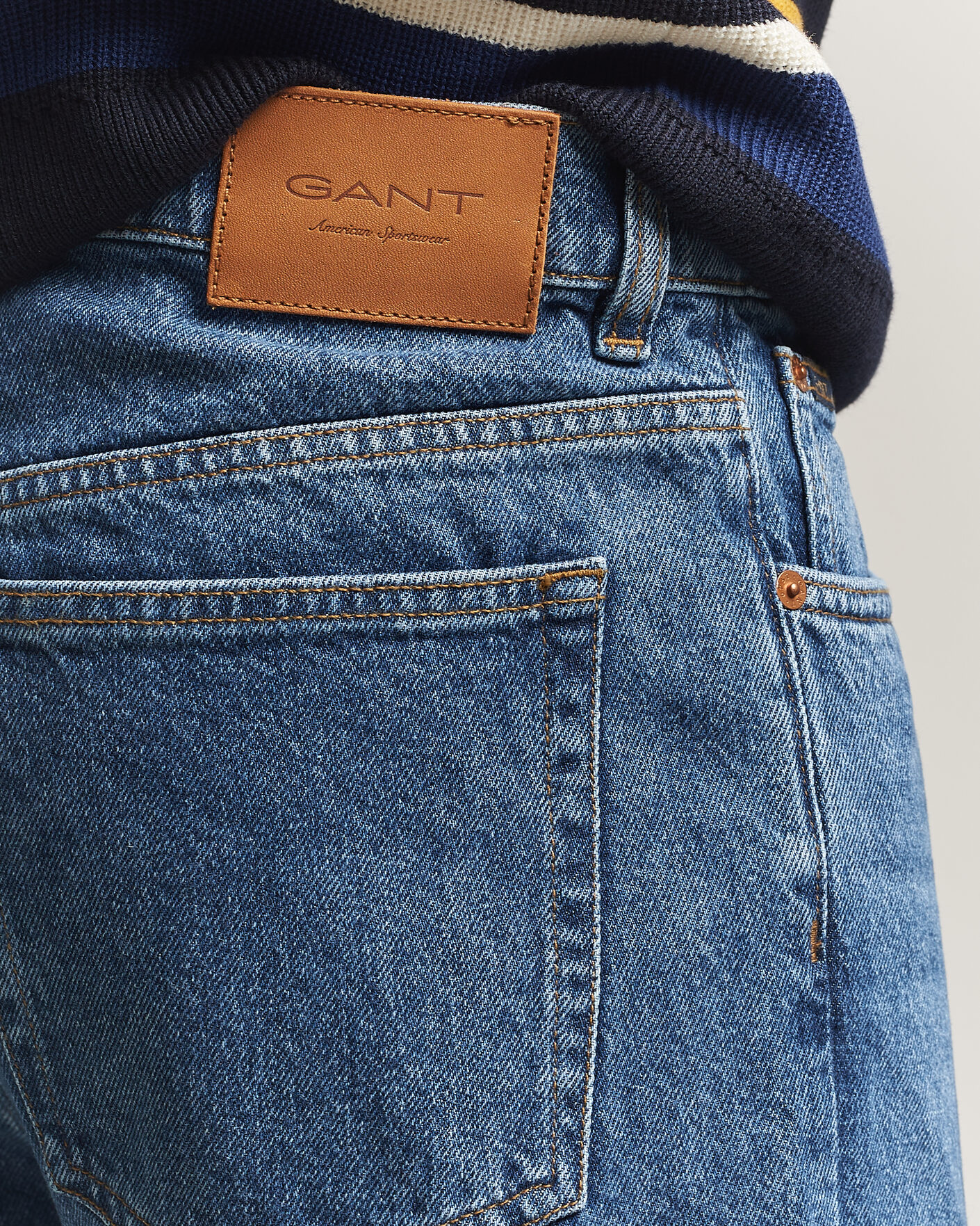Uomini | Pantaloni | Gant | Straight Fit Jeans Mid Blue Worn In