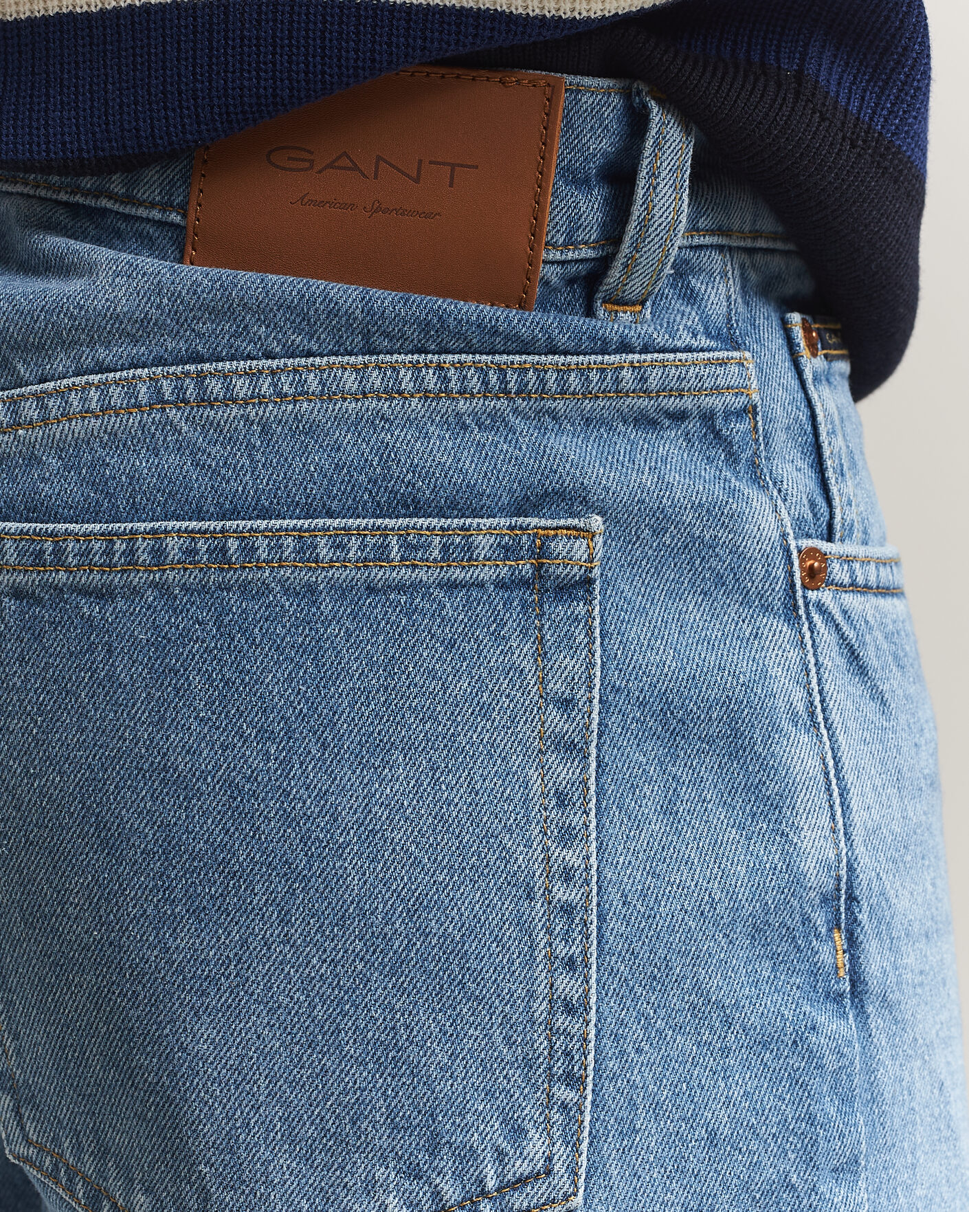 Uomini | Pantaloni | Gant | Straight Fit Jeans Semi Light Blue Worn In