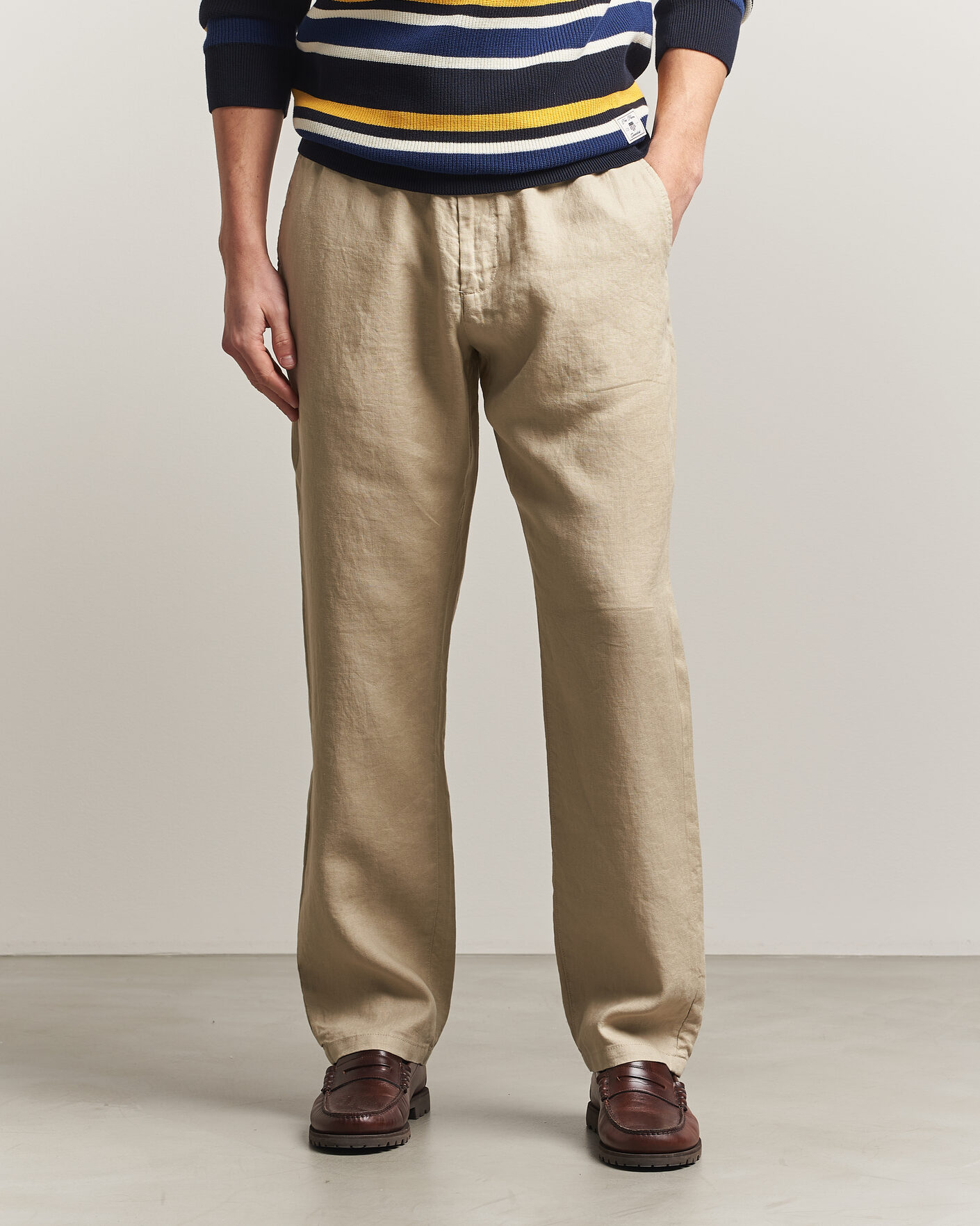 Uomini | Pantaloni | Gant | Regular Fit Linen Drawstring Pants Oat Beige