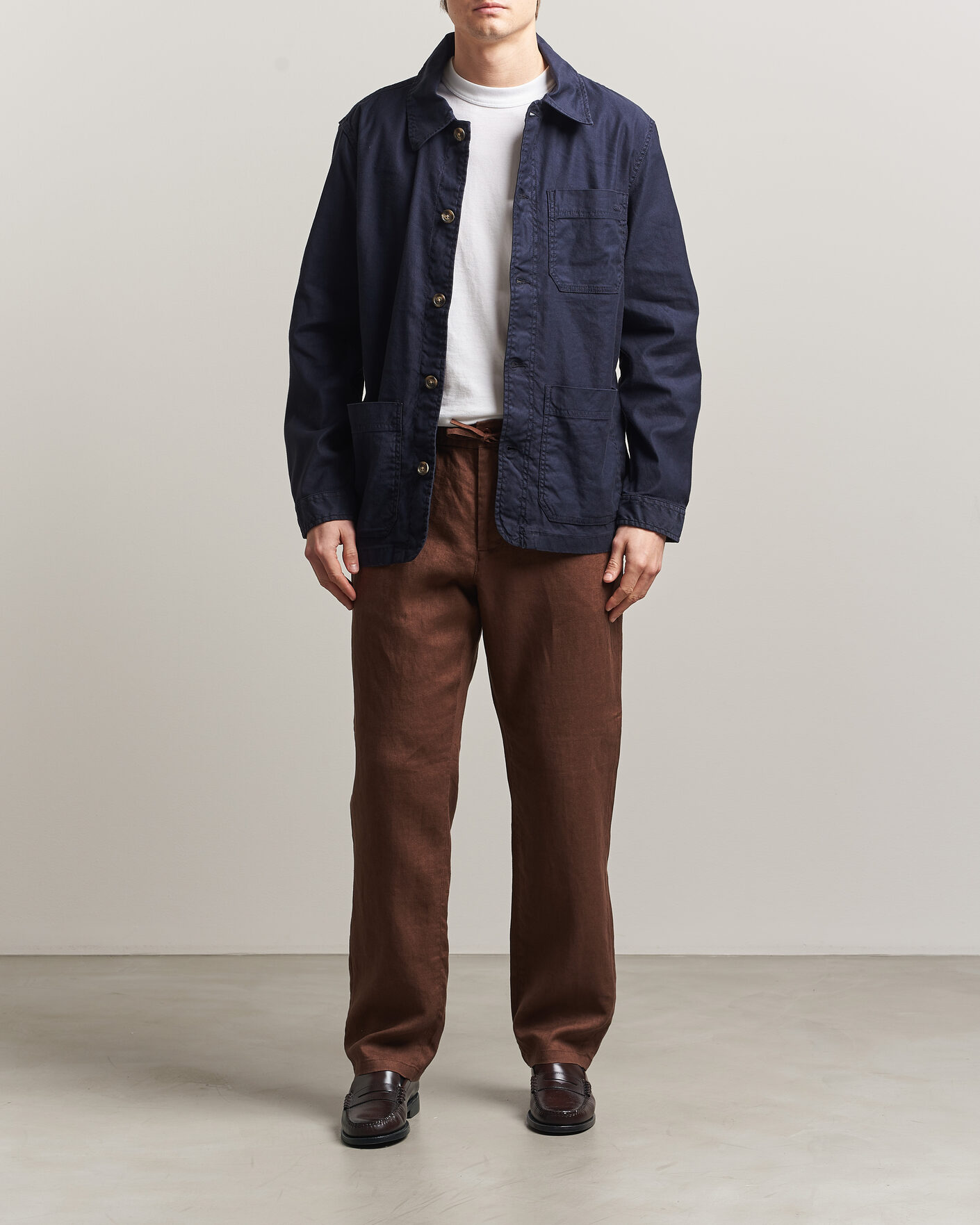 Uomini | Pantaloni | Gant | Regular Fit Linen Drawstring Pants Mahogany Brown