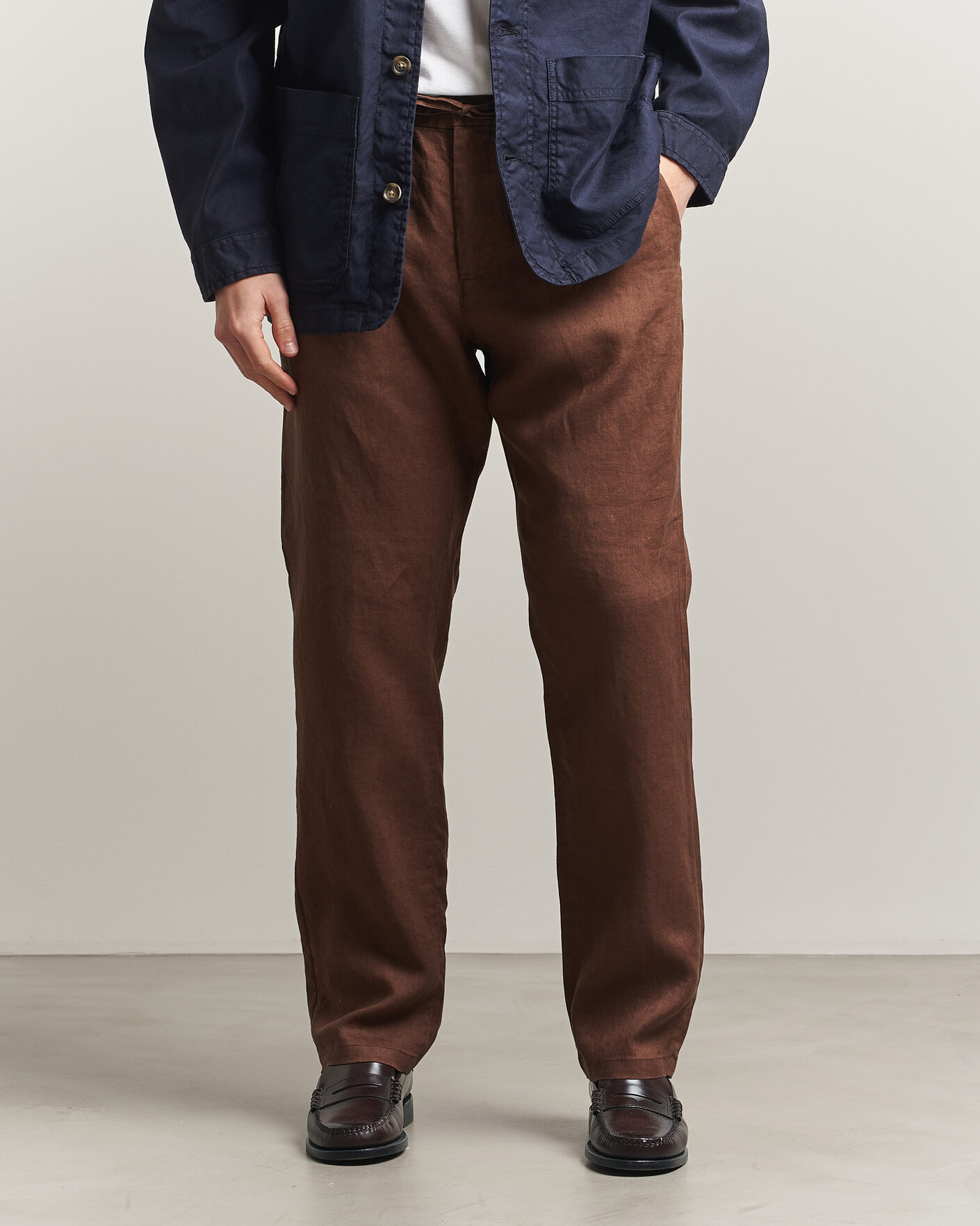 Uomini | Pantaloni | Gant | Regular Fit Linen Drawstring Pants Mahogany Brown