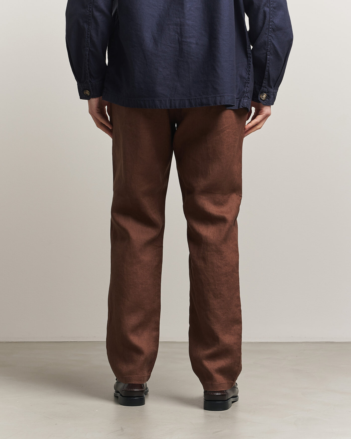 Uomini | Pantaloni | Gant | Regular Fit Linen Drawstring Pants Mahogany Brown
