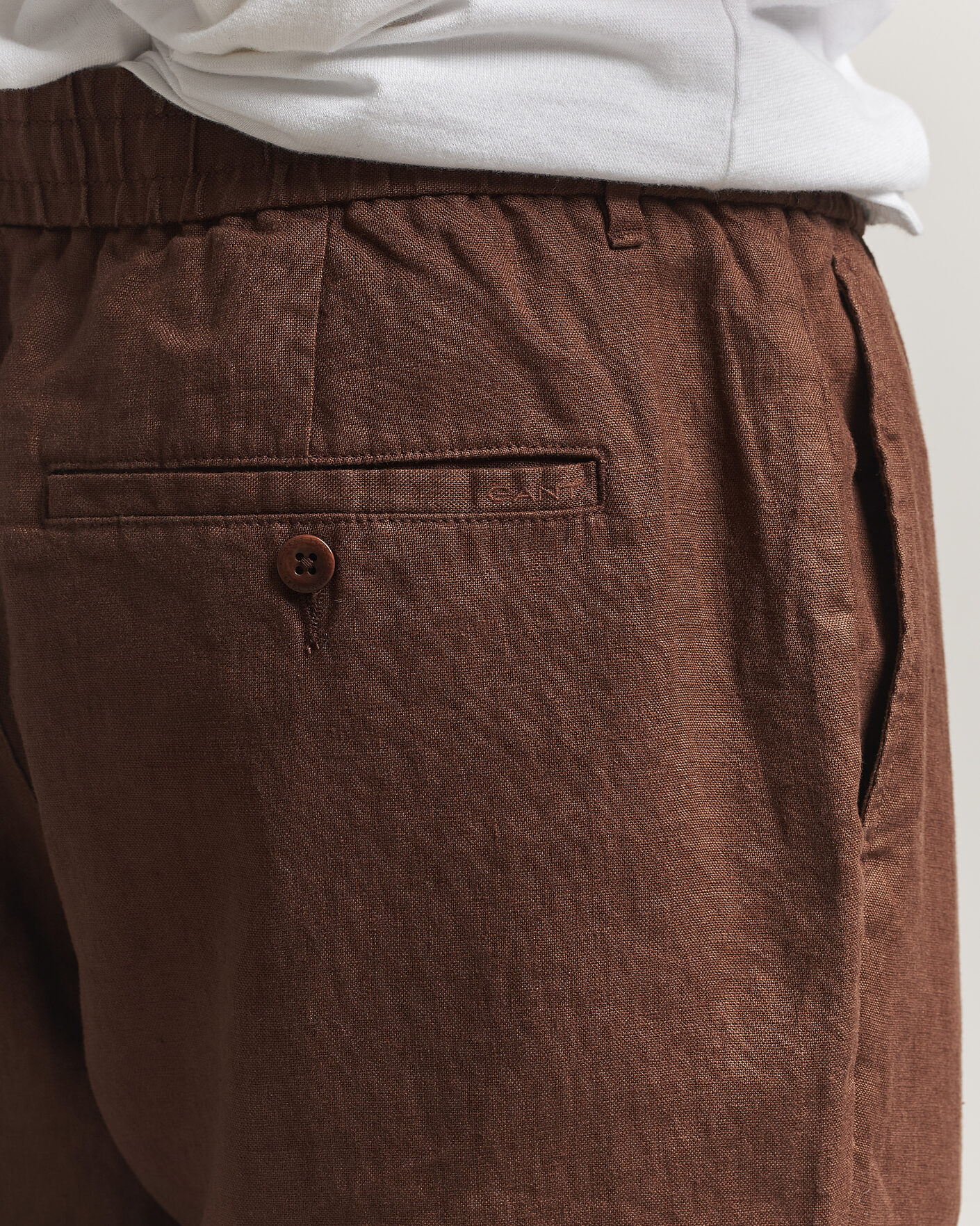 Uomini | Pantaloni | Gant | Regular Fit Linen Drawstring Pants Mahogany Brown