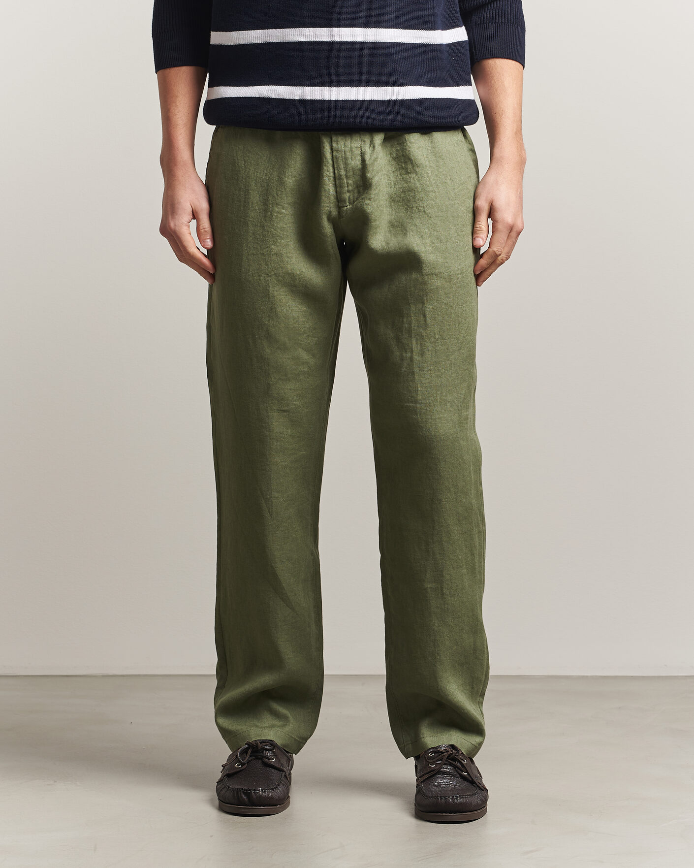 Uomini | Pantaloni | Gant | Regular Fit Linen Drawstring Pants Dry Herb Green