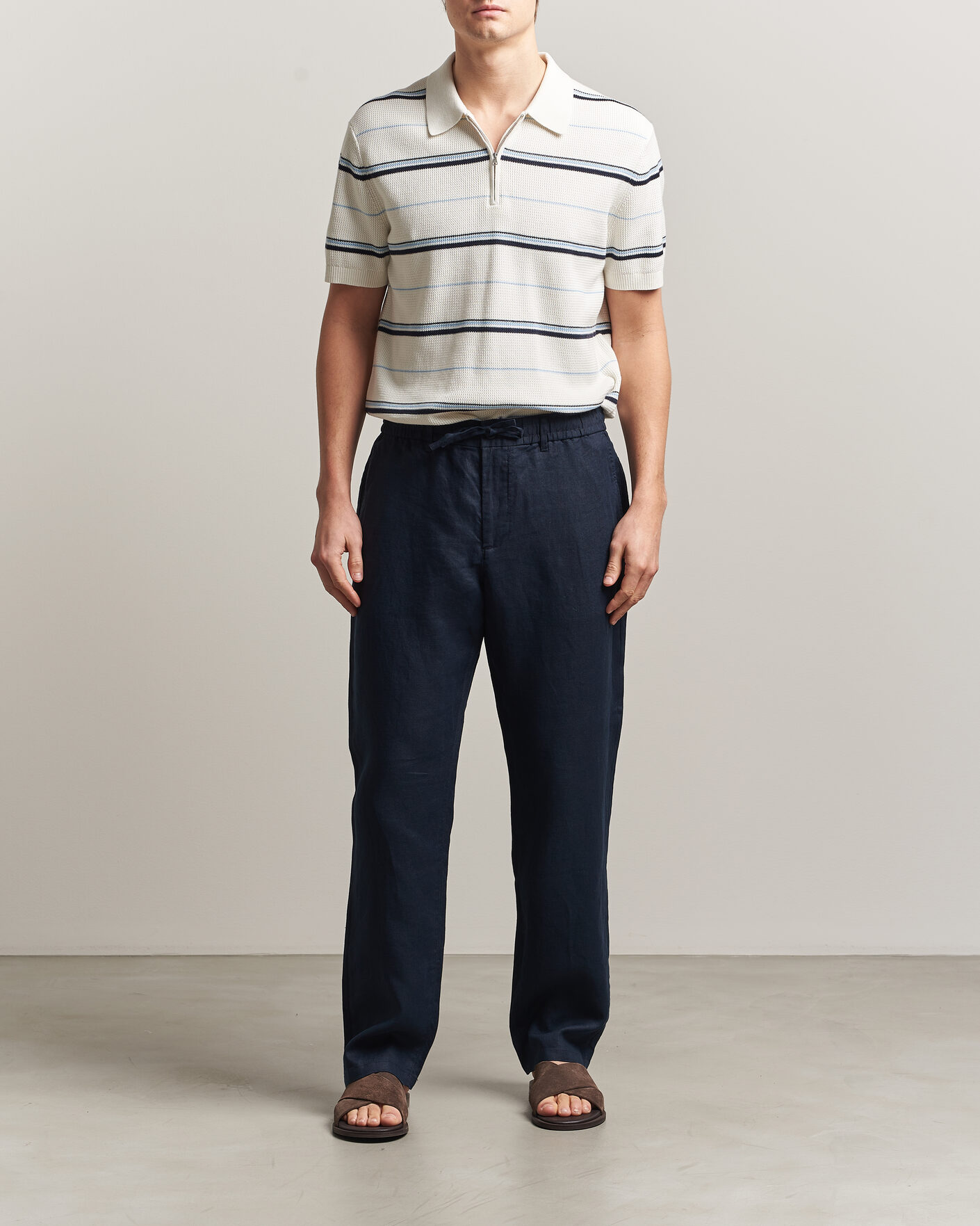 Uomini | Pantaloni | GANT | Regular Fit Linen Drawstring Pants Evening Blue