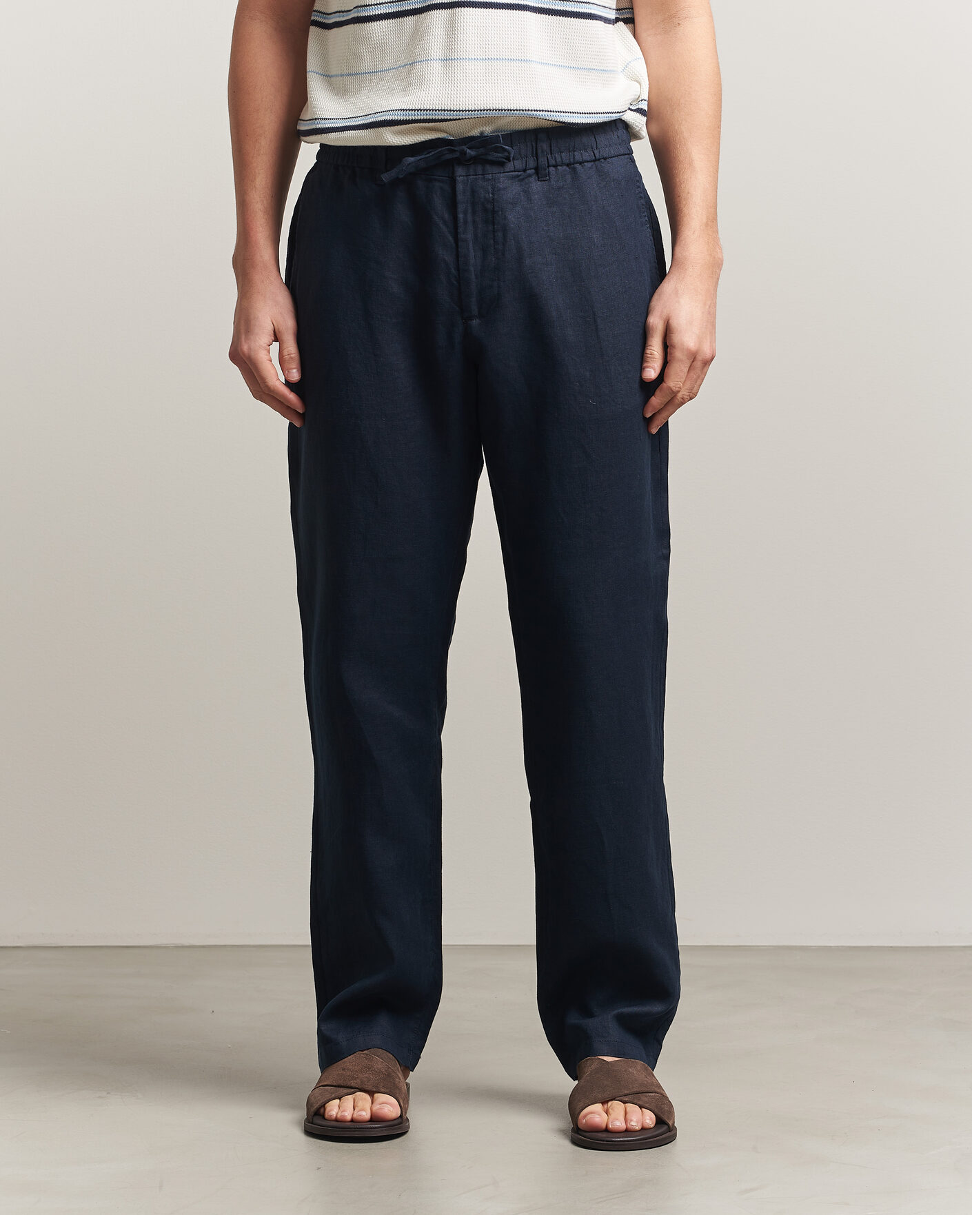 Uomini | Pantaloni | GANT | Regular Fit Linen Drawstring Pants Evening Blue