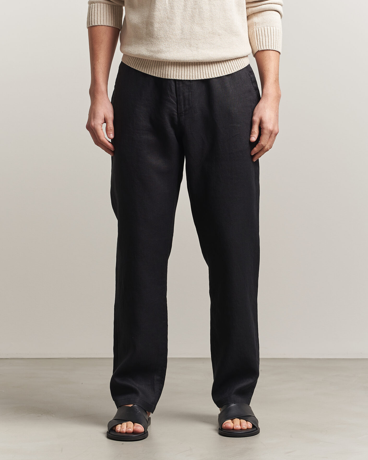 Uomini | Pantaloni | GANT | Regular Fit Linen Drawstring Pants Black