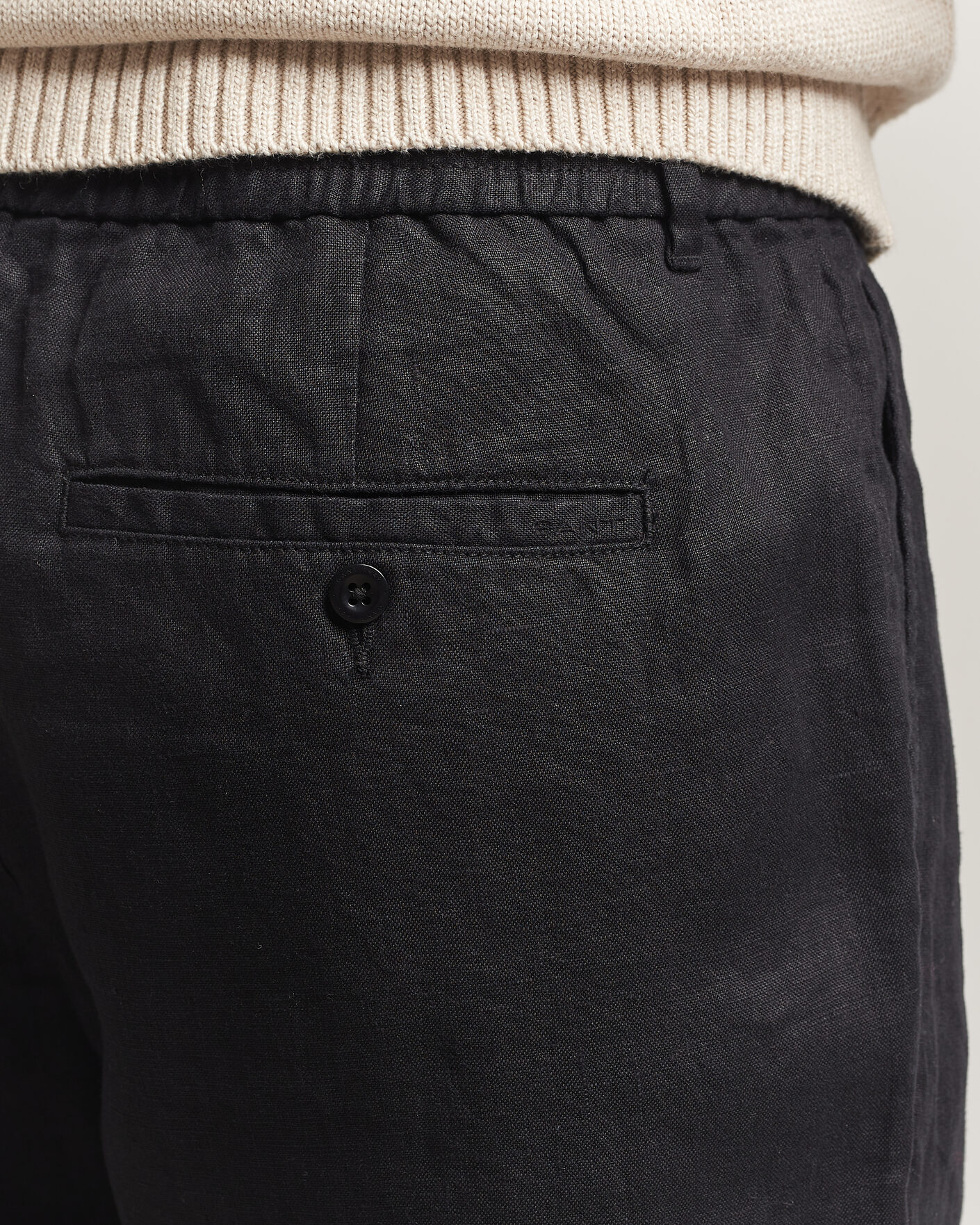 Uomini | Pantaloni | GANT | Regular Fit Linen Drawstring Pants Black