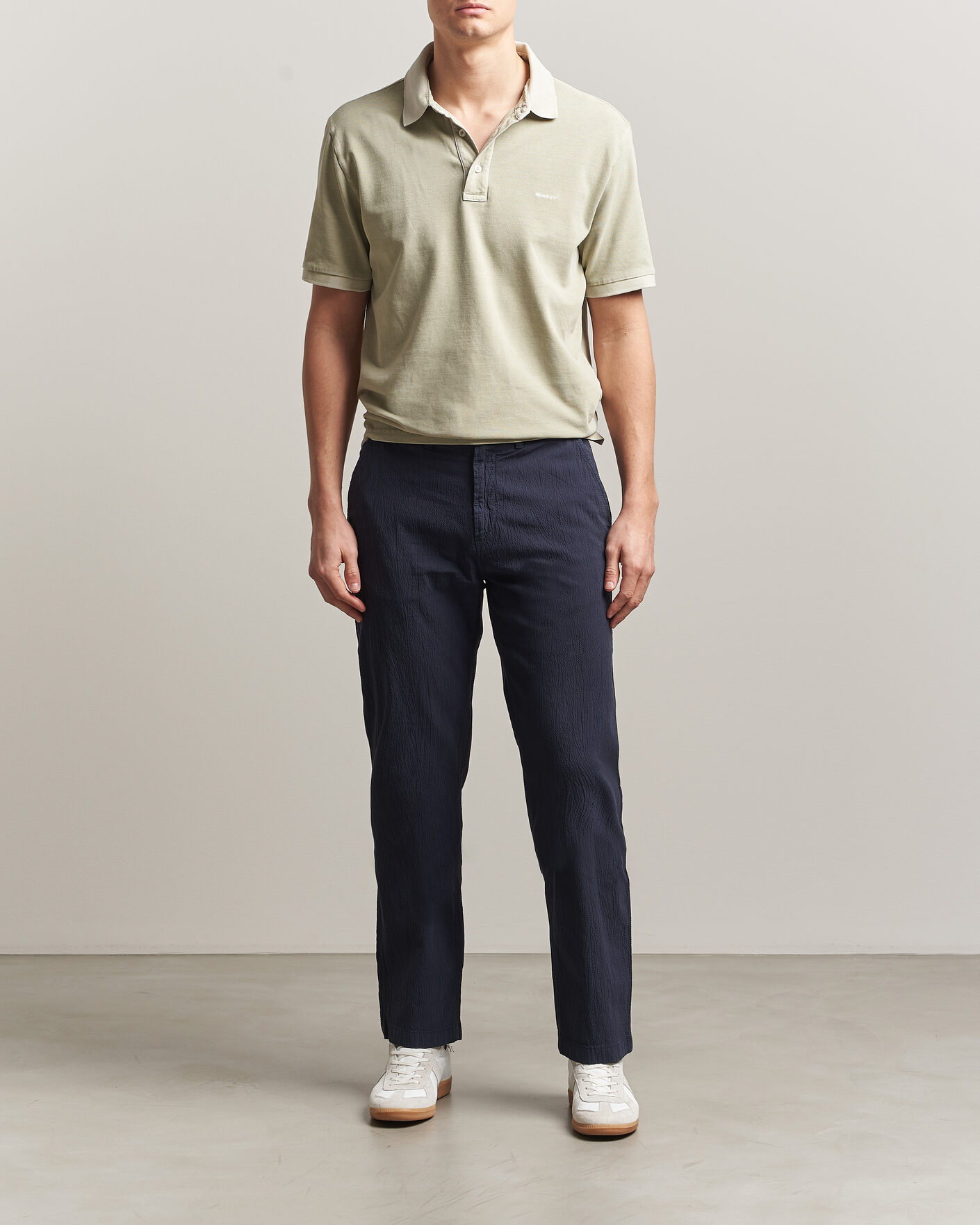 Uomini | Pantaloni | Gant | Regular Fit Garment Dyed Seersucker Pants Evening Blue