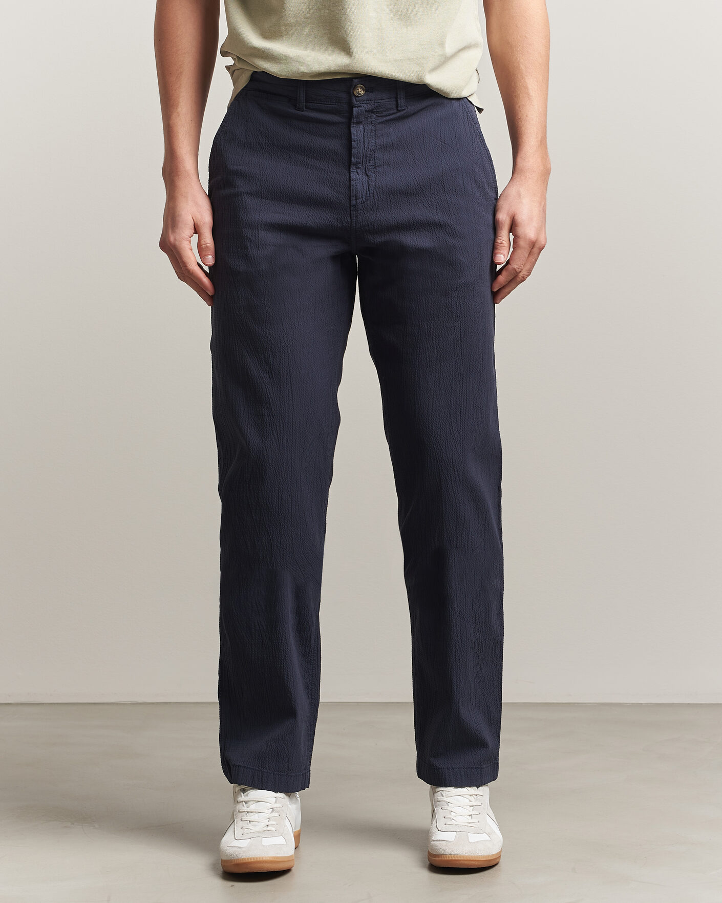 Uomini | Pantaloni | Gant | Regular Fit Garment Dyed Seersucker Pants Evening Blue