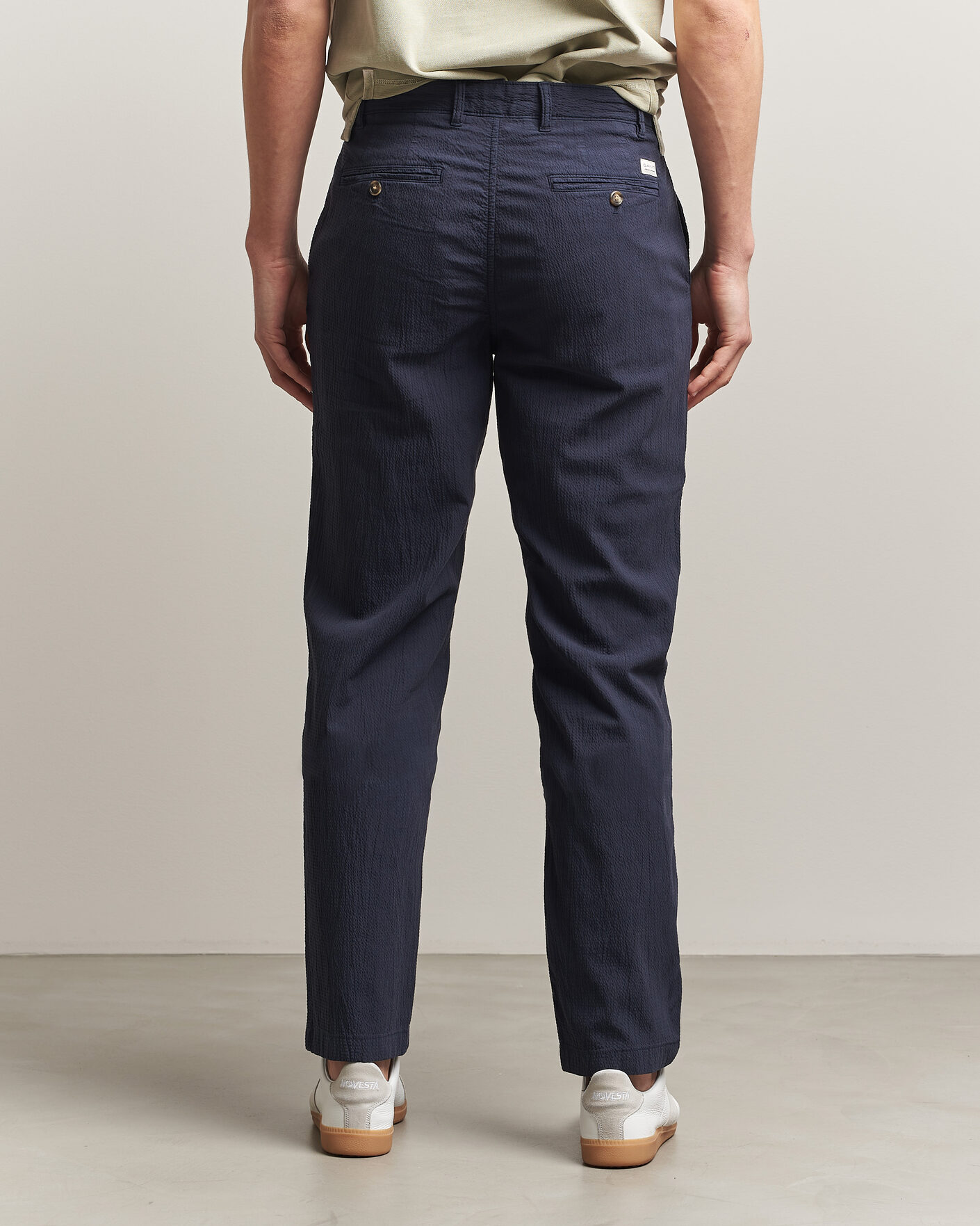 Uomini | Pantaloni | Gant | Regular Fit Garment Dyed Seersucker Pants Evening Blue