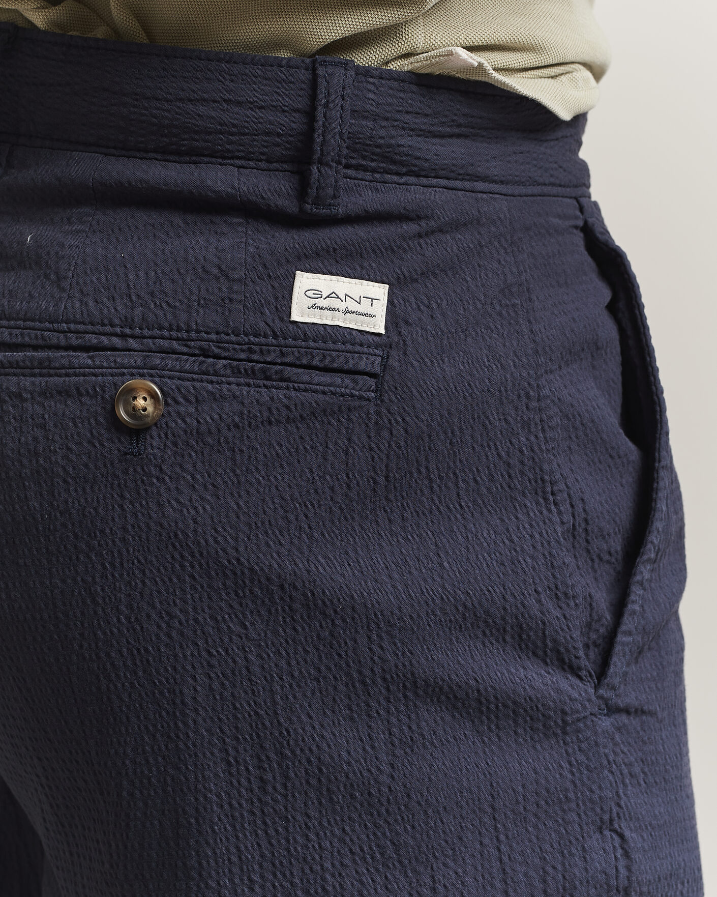 Uomini | Pantaloni | Gant | Regular Fit Garment Dyed Seersucker Pants Evening Blue