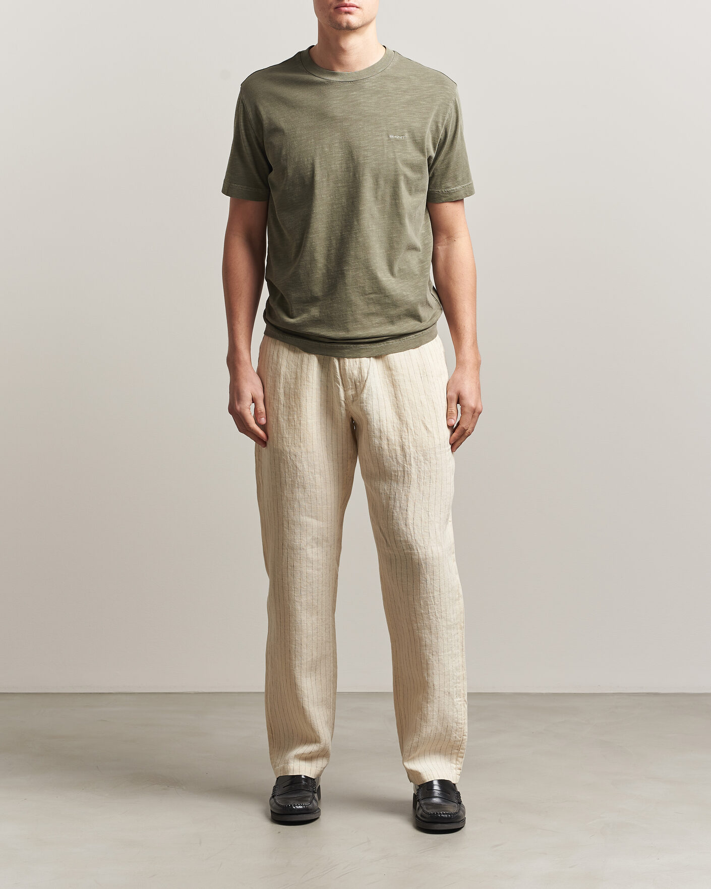 Uomini | Pantaloni | Gant | Regular Fit Striped Linen Drawstring Pants Faded Beige