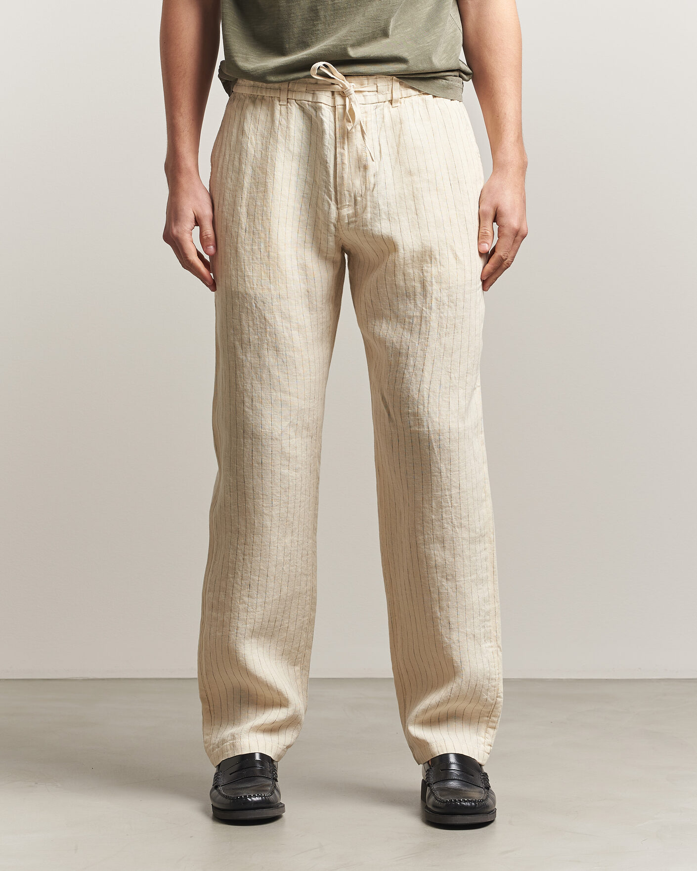 Uomini | Pantaloni | Gant | Regular Fit Striped Linen Drawstring Pants Faded Beige