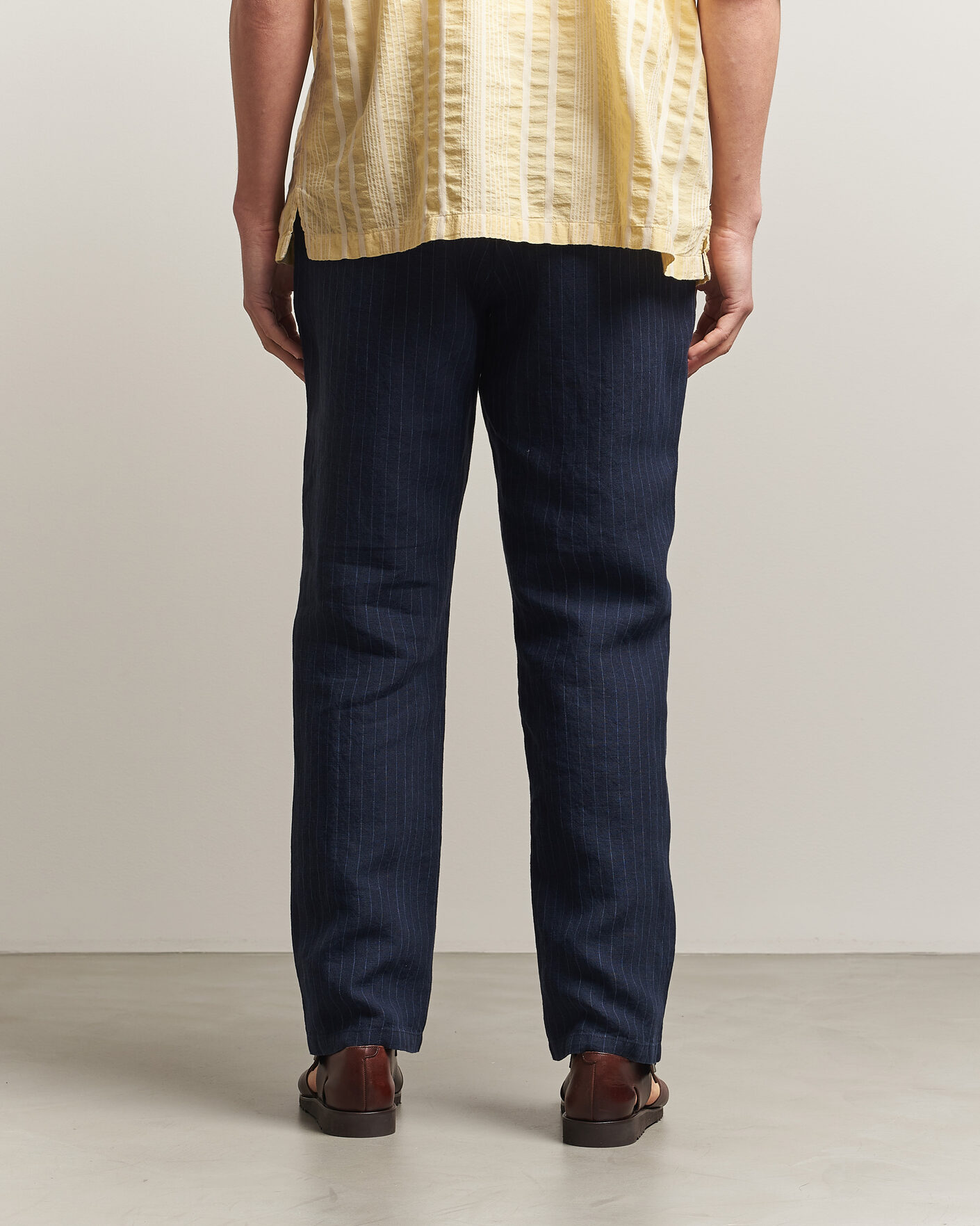 Uomini | Pantaloni | Gant | Regular Fit Stiped Linen Drawstring Pants Evening Blue