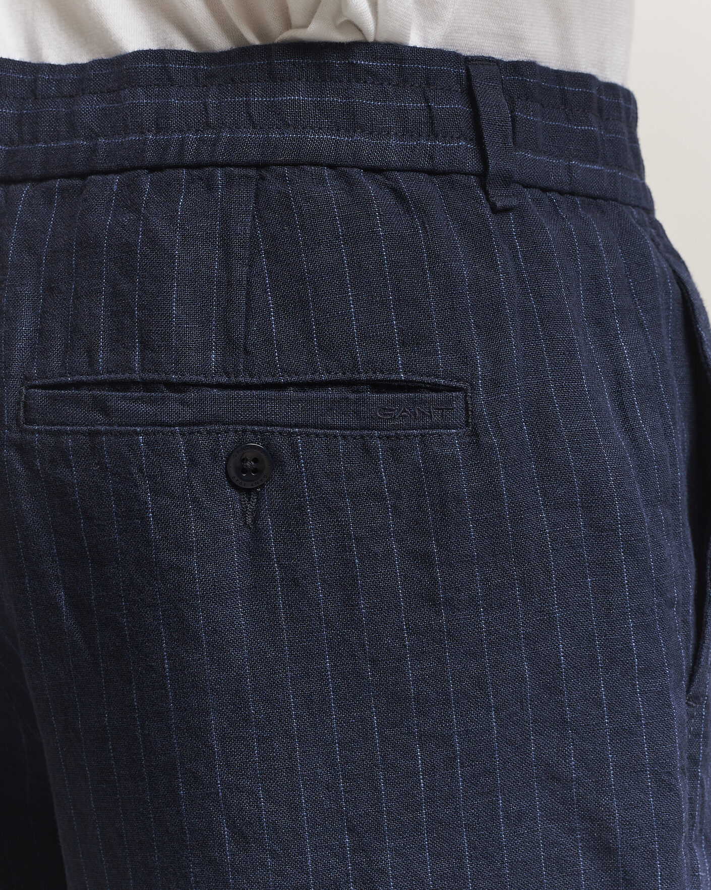 Uomini | Pantaloni | Gant | Regular Fit Stiped Linen Drawstring Pants Evening Blue