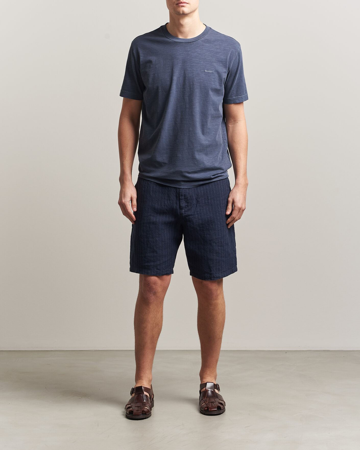 Uomini | Pantaloncini | Gant | Regular Fit Striped Linen Drawstring Shorts Evening Blue