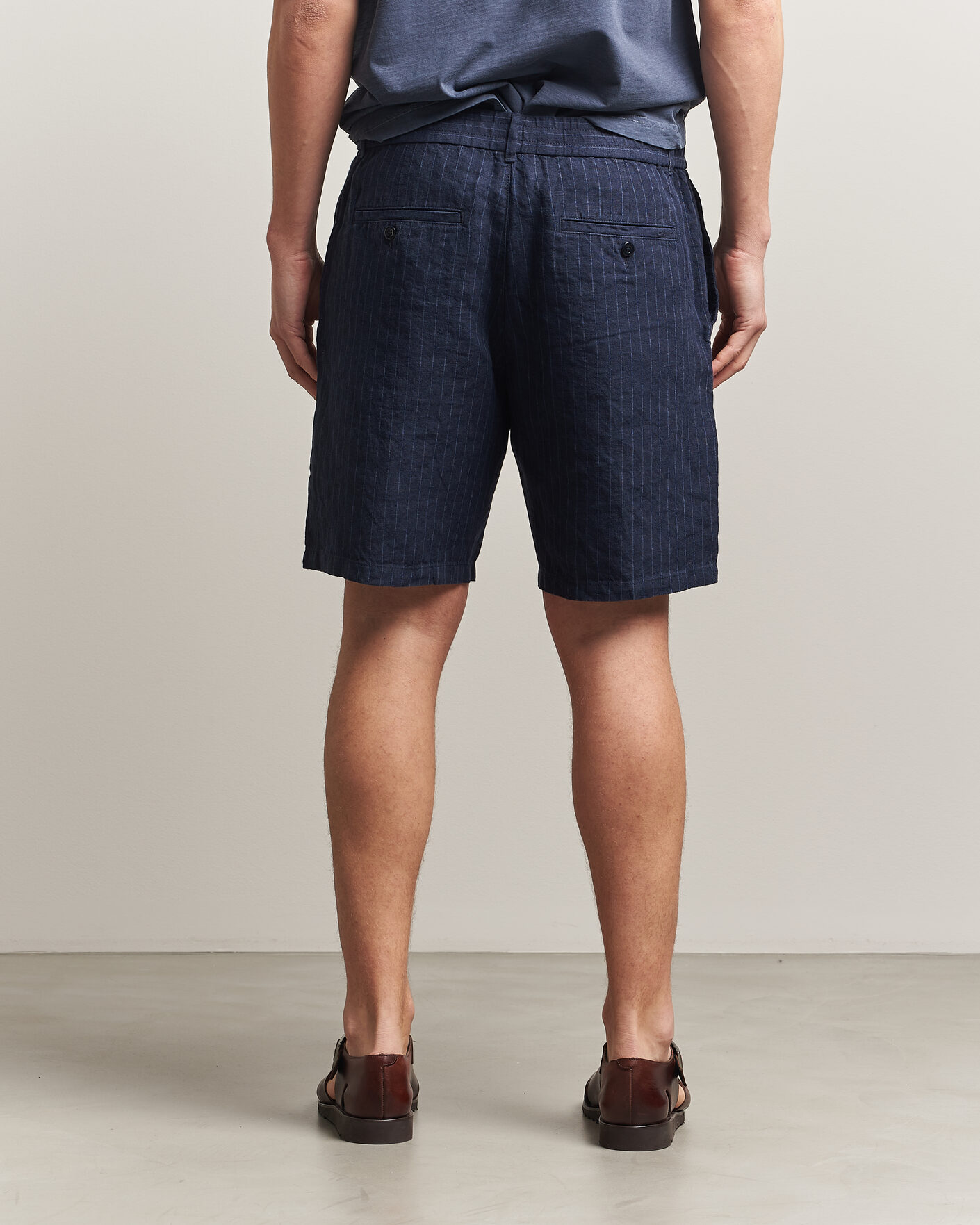 Uomini | Pantaloncini | Gant | Regular Fit Striped Linen Drawstring Shorts Evening Blue
