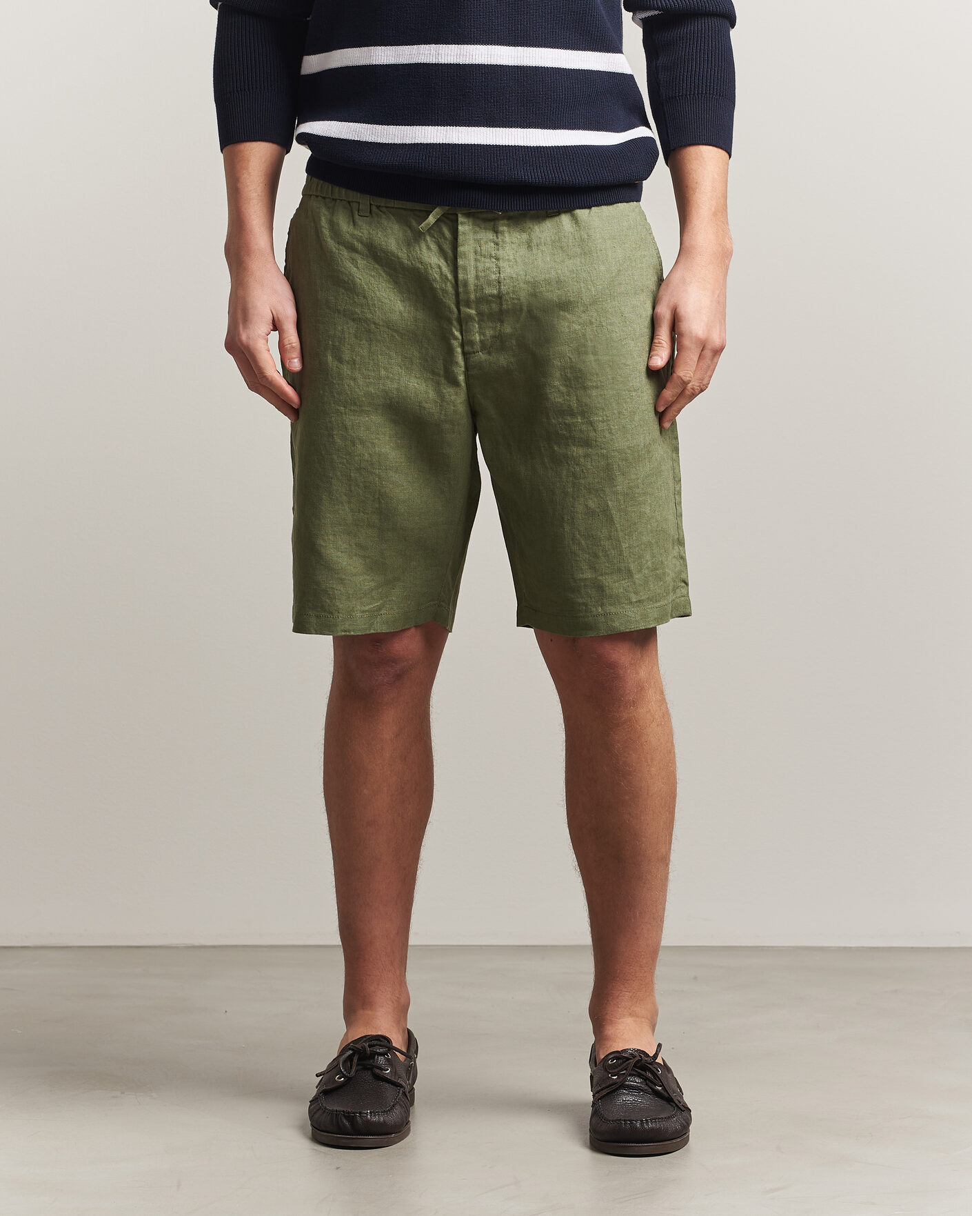 Uomini | Pantaloncini | Gant | Regular Fit Linen Drawstring Shorts Dry Herb Green