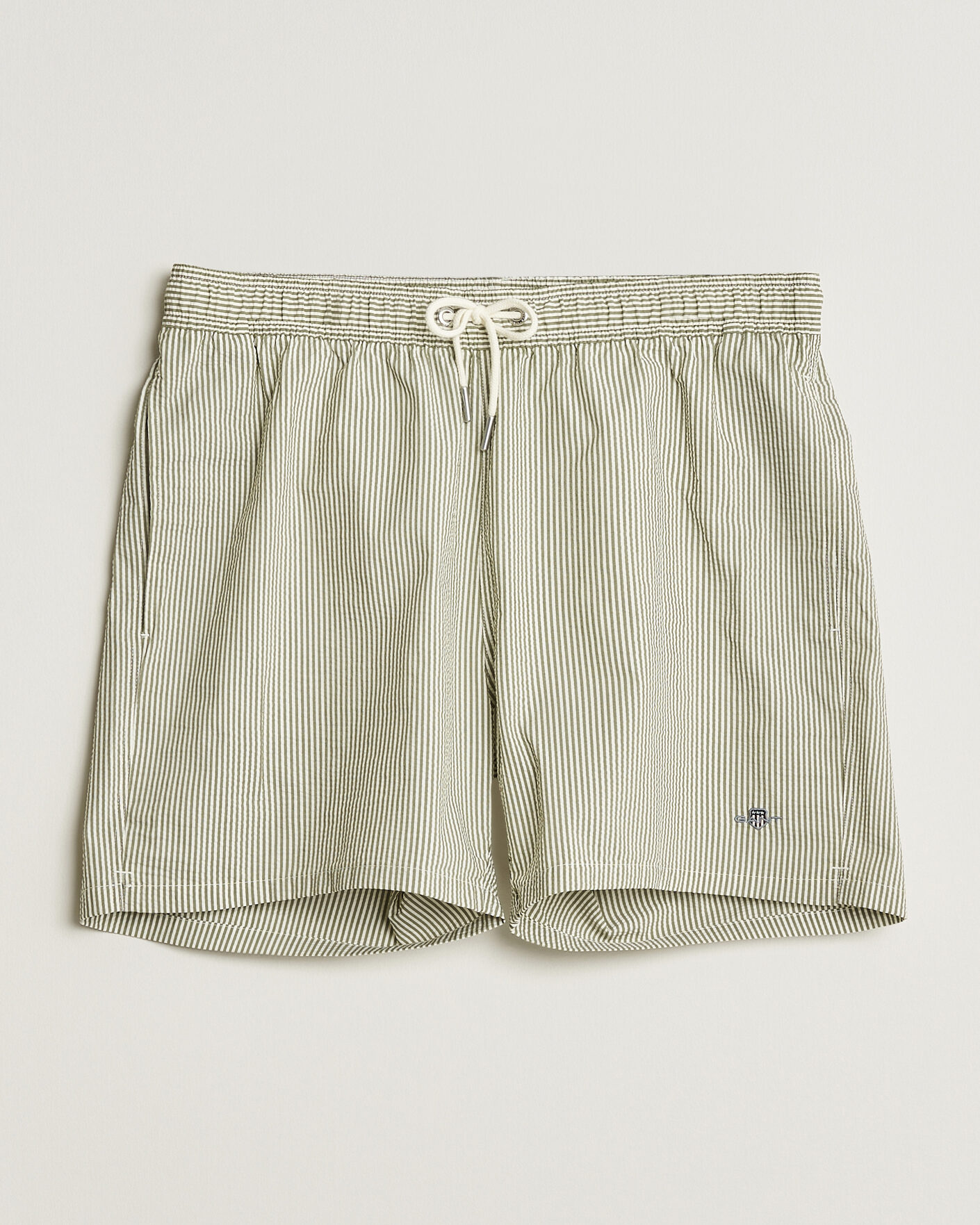 Uomini | Costumi da bagno | Gant | Seersucker Striped Swimshorts Dry Herb Green