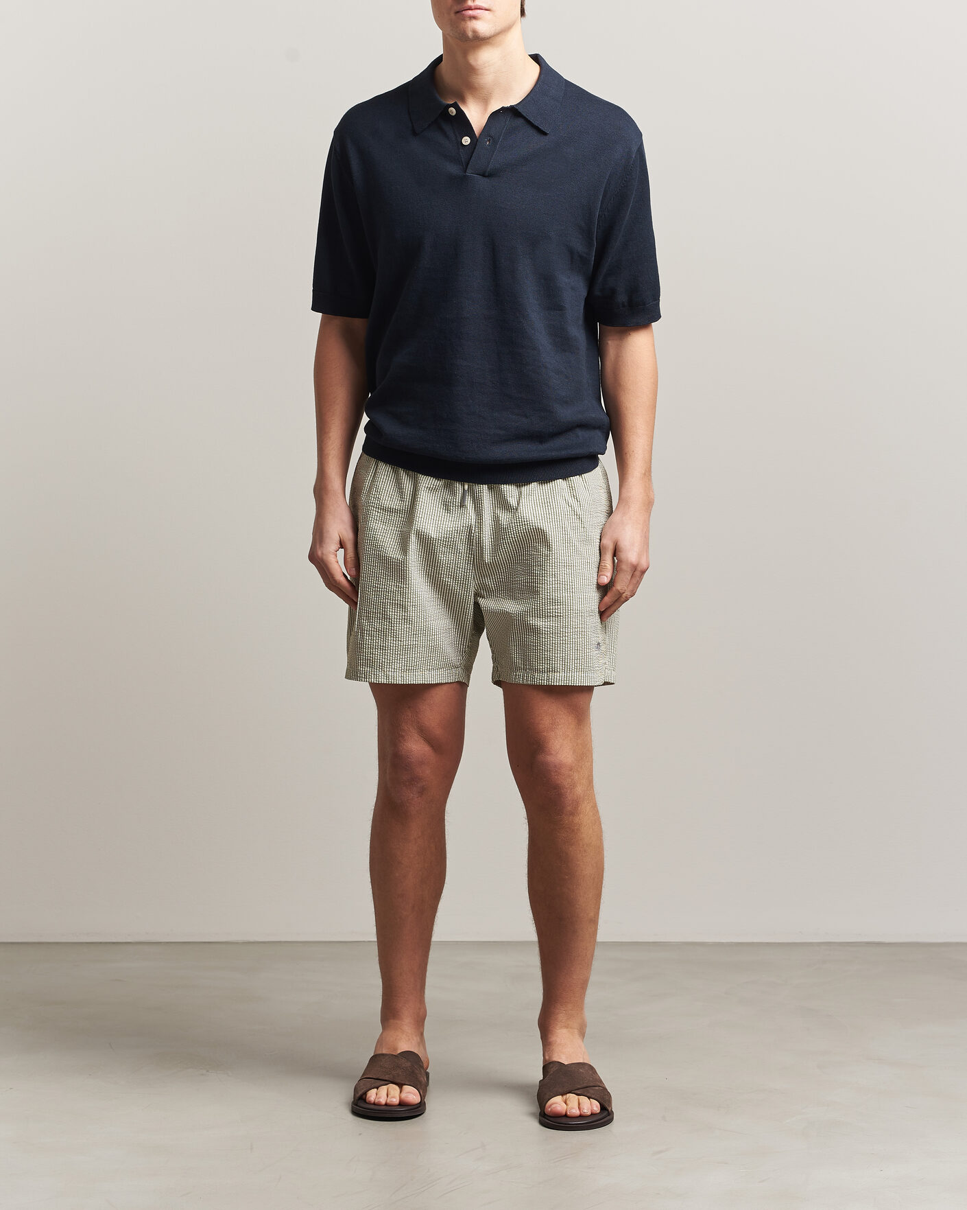 Uomini | Costumi da bagno | Gant | Seersucker Striped Swimshorts Dry Herb Green