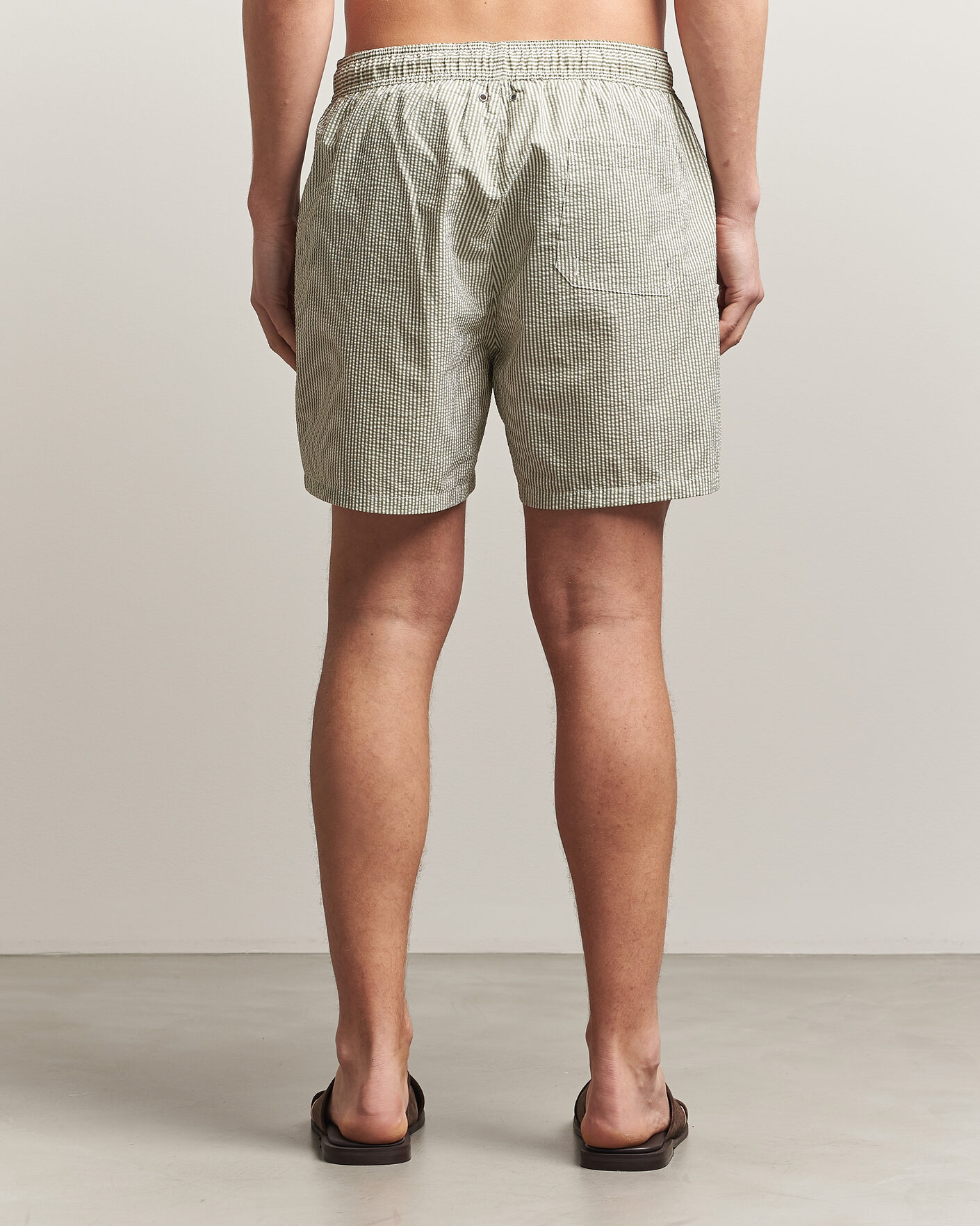 Uomini | Costumi da bagno | Gant | Seersucker Striped Swimshorts Dry Herb Green