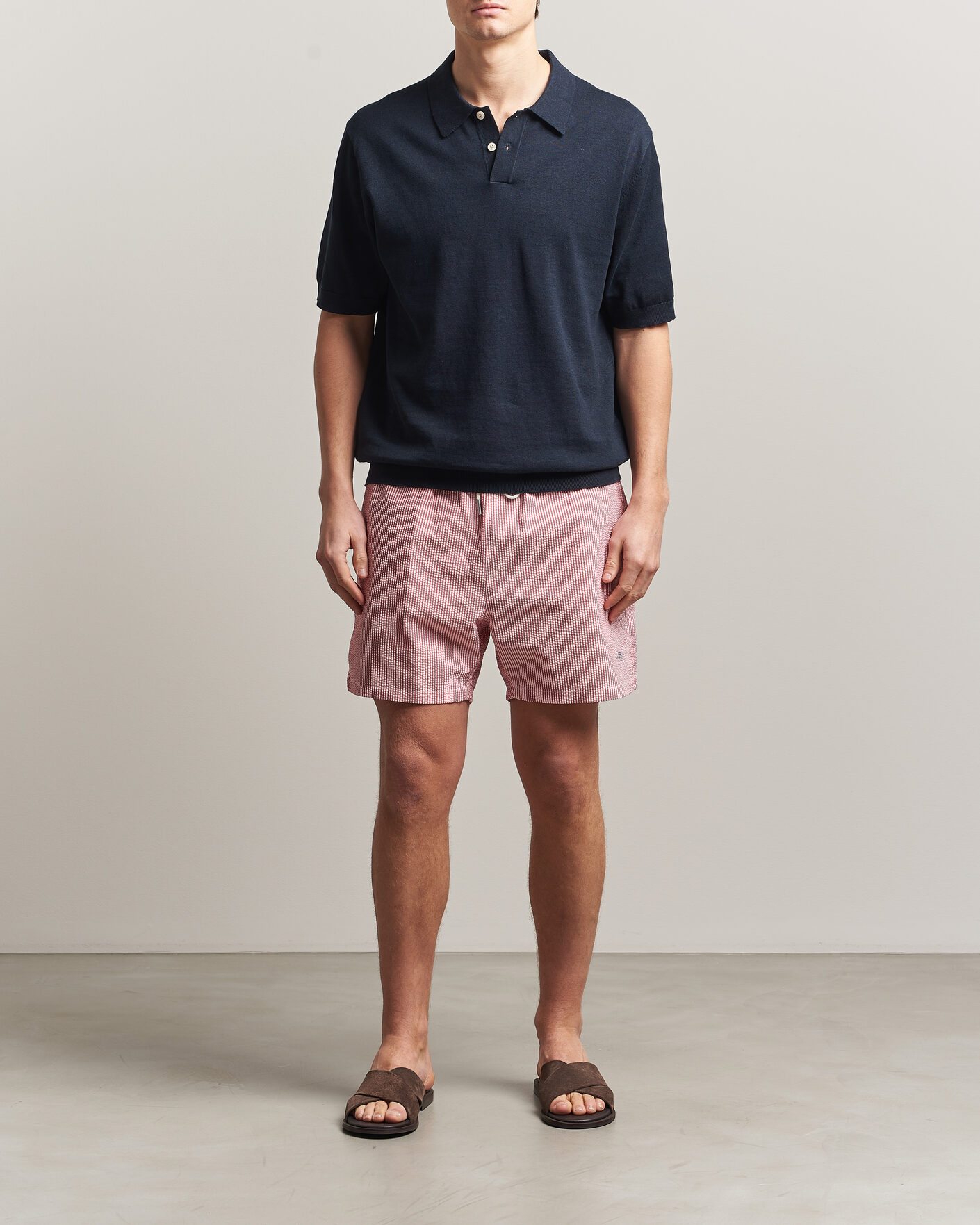 Uomini | Costumi da bagno | Gant | Seersucker Striped Swimshorts Rose Red