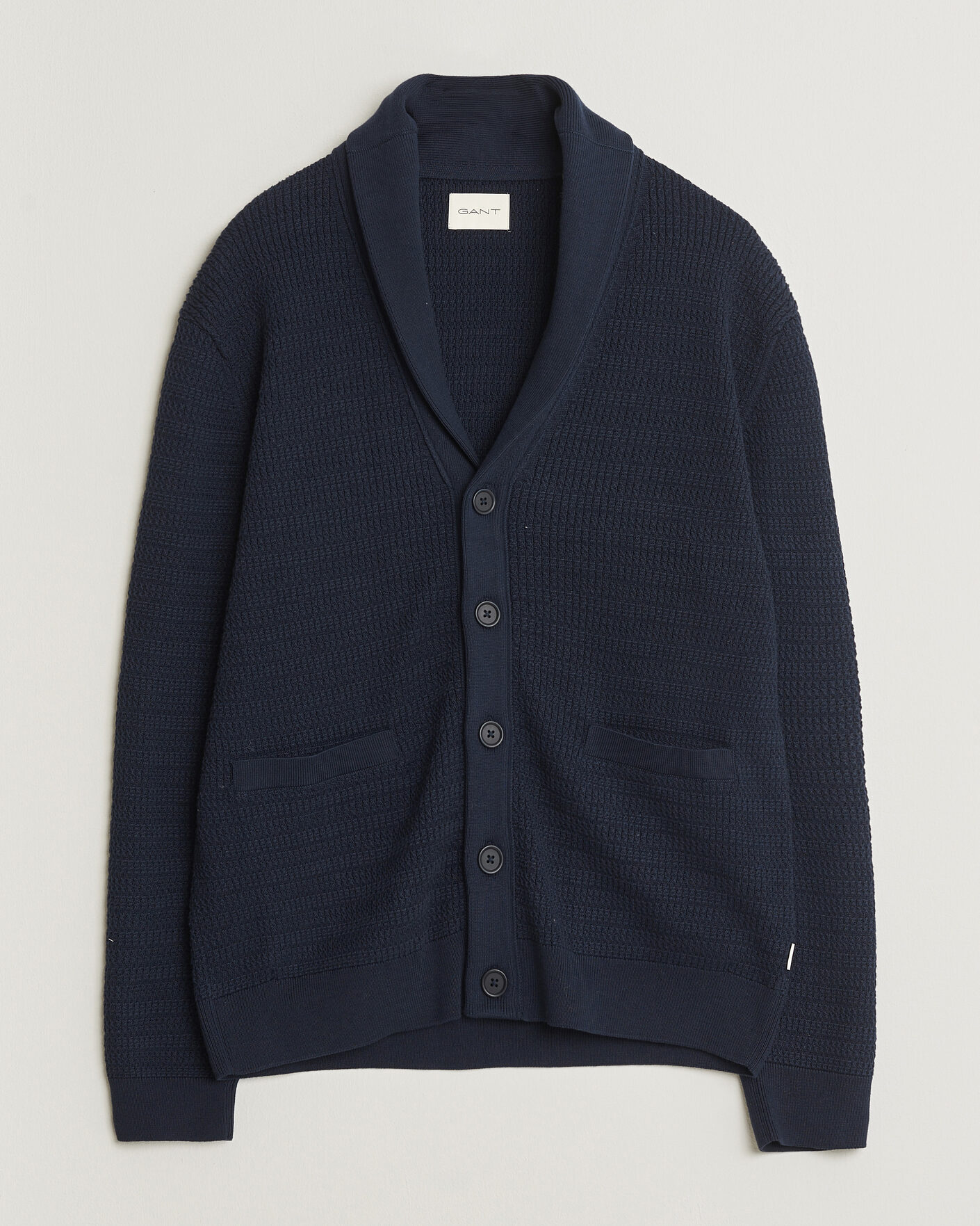 Uomini | Maglieria | GANT | Heavy Knitted Shawl Collar Cardigan Evening Blue