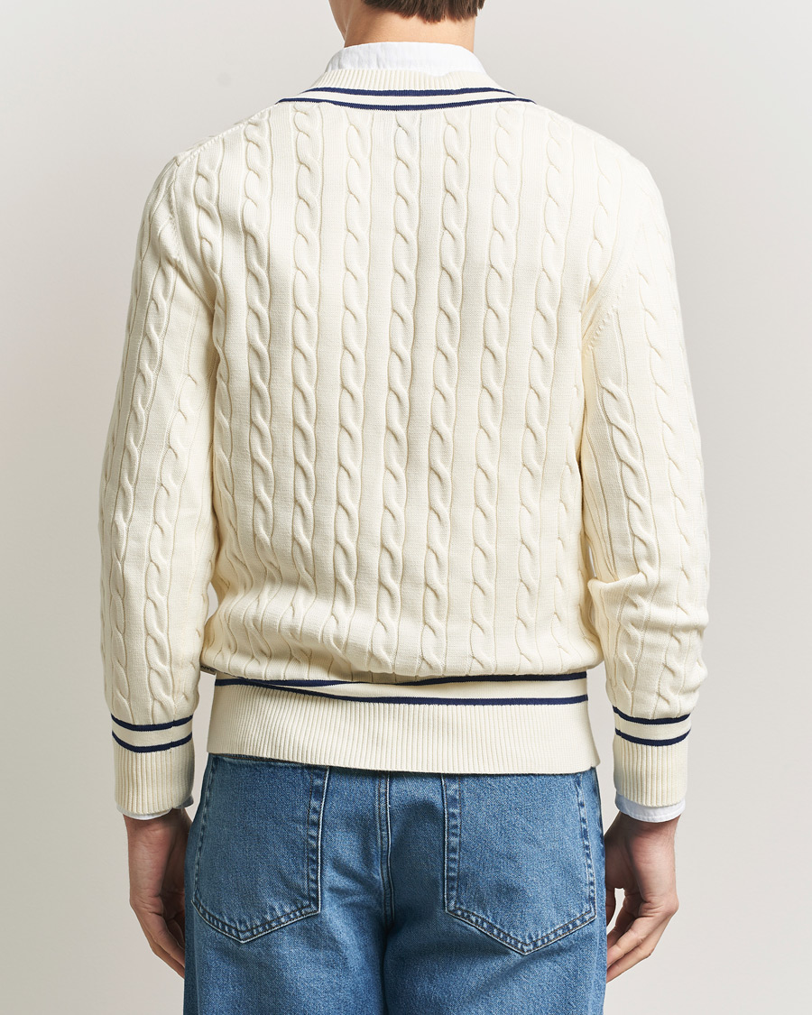 Uomini | Maglieria | GANT | Cotton Cable Cricket Sweater Cream