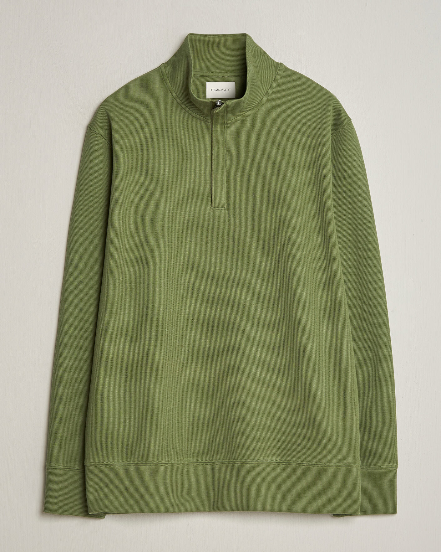 Uomini | Maglieria | GANT | Light Sacker Rib Half Zip Dry Herb Green