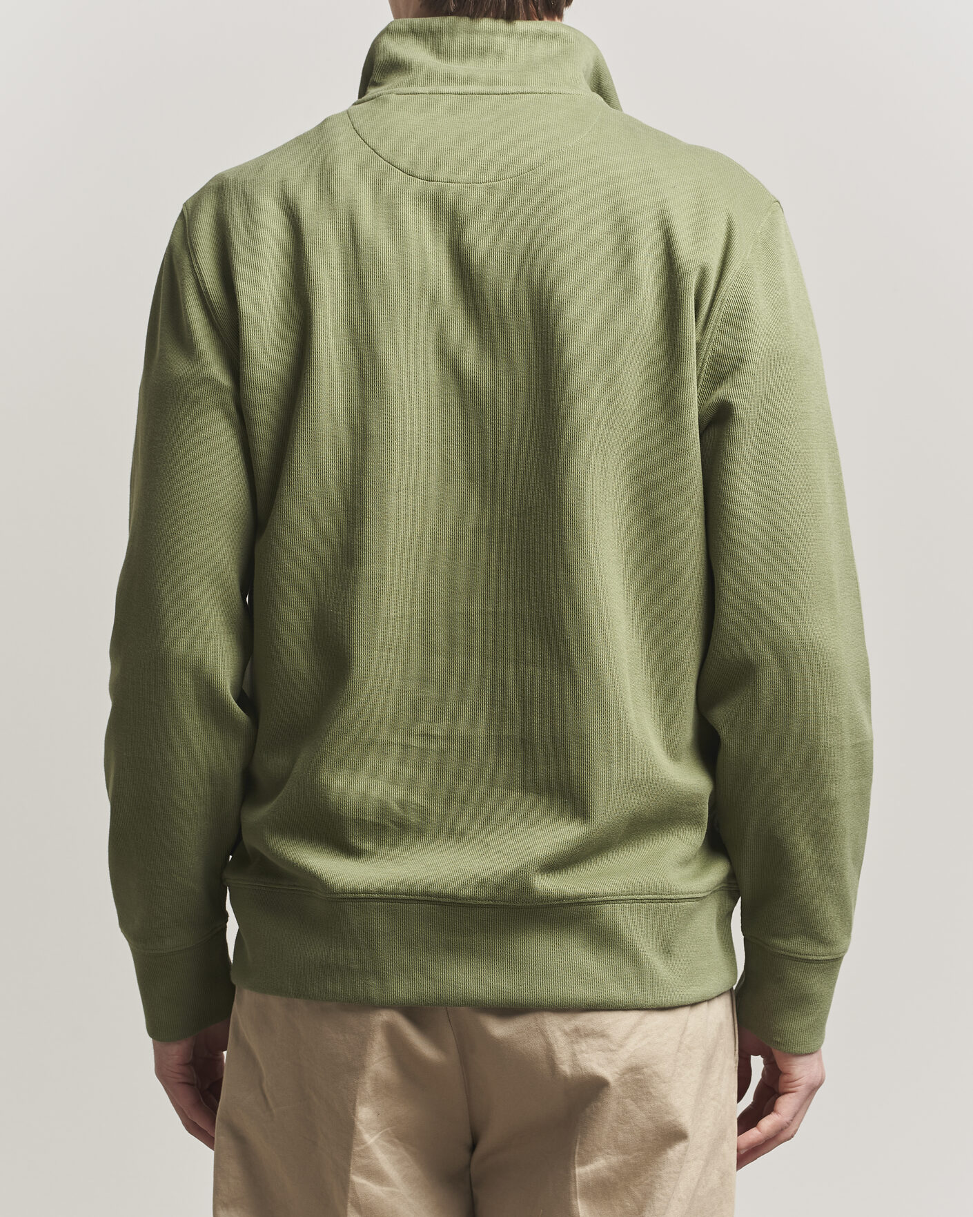 Uomini | Maglieria | Gant | Light Sacker Rib Half Zip Dry Herb Green
