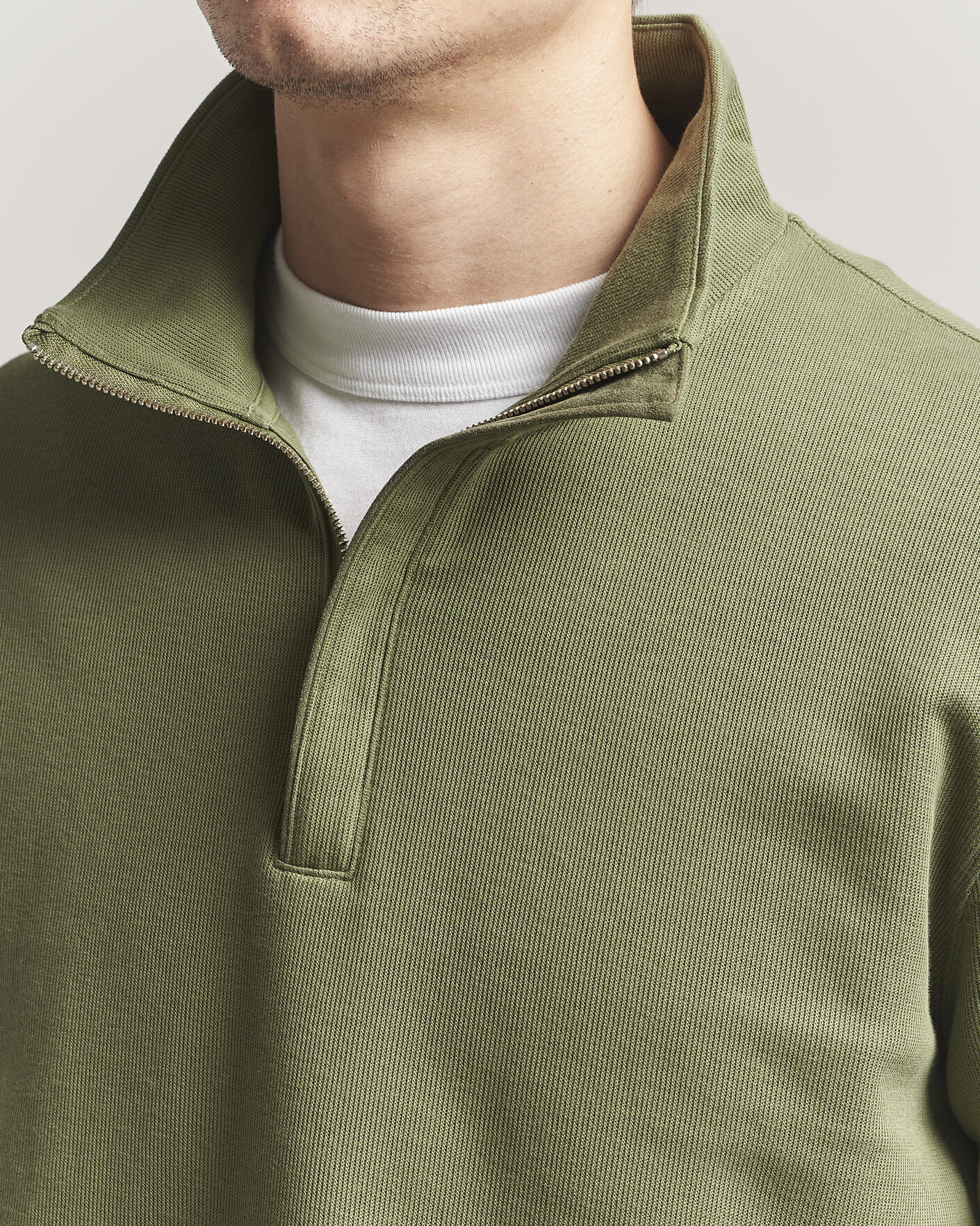 Uomini | Maglieria | Gant | Light Sacker Rib Half Zip Dry Herb Green