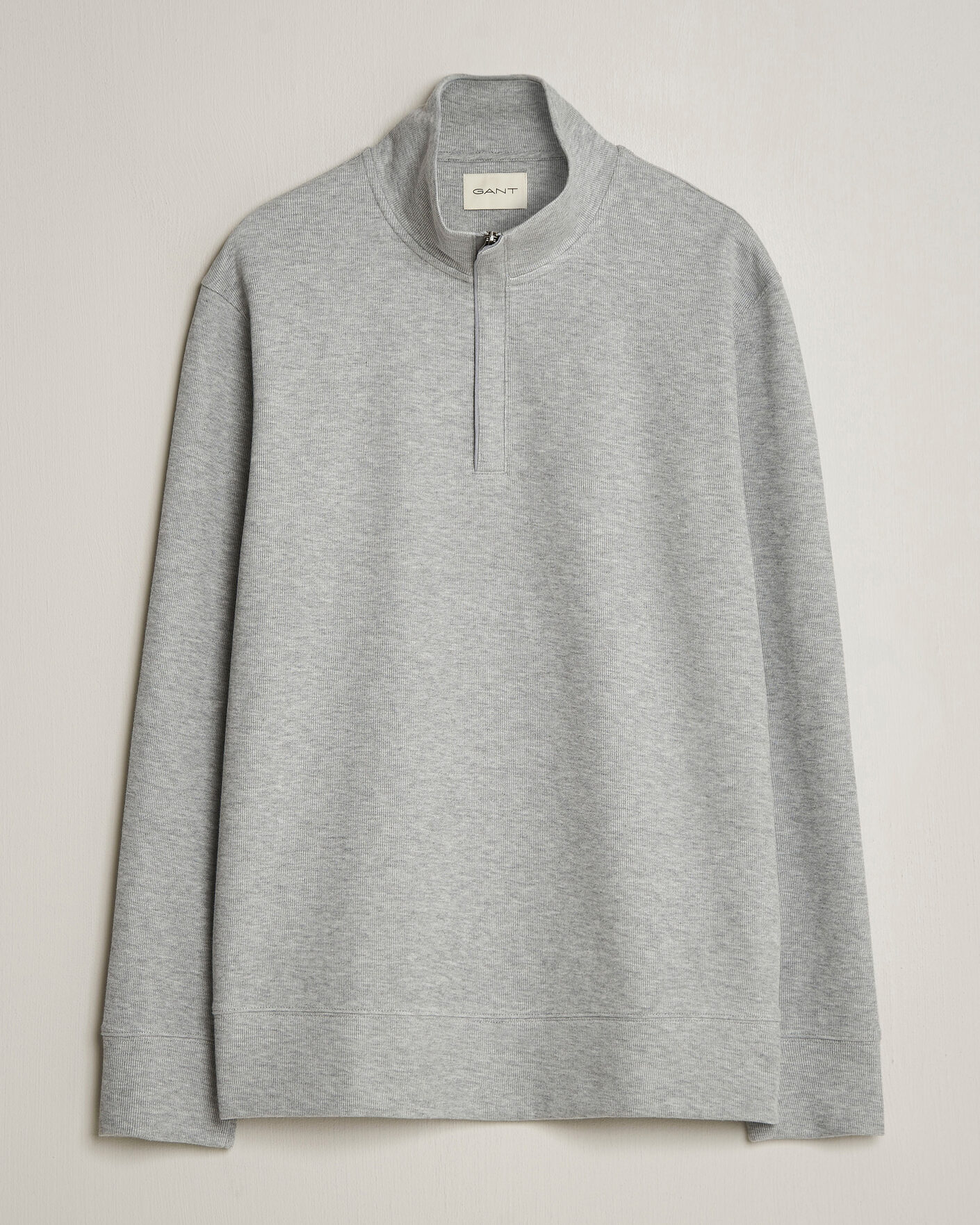 Uomini | Maglieria | GANT | Light Sacker Rib Half Zip Grey Melange