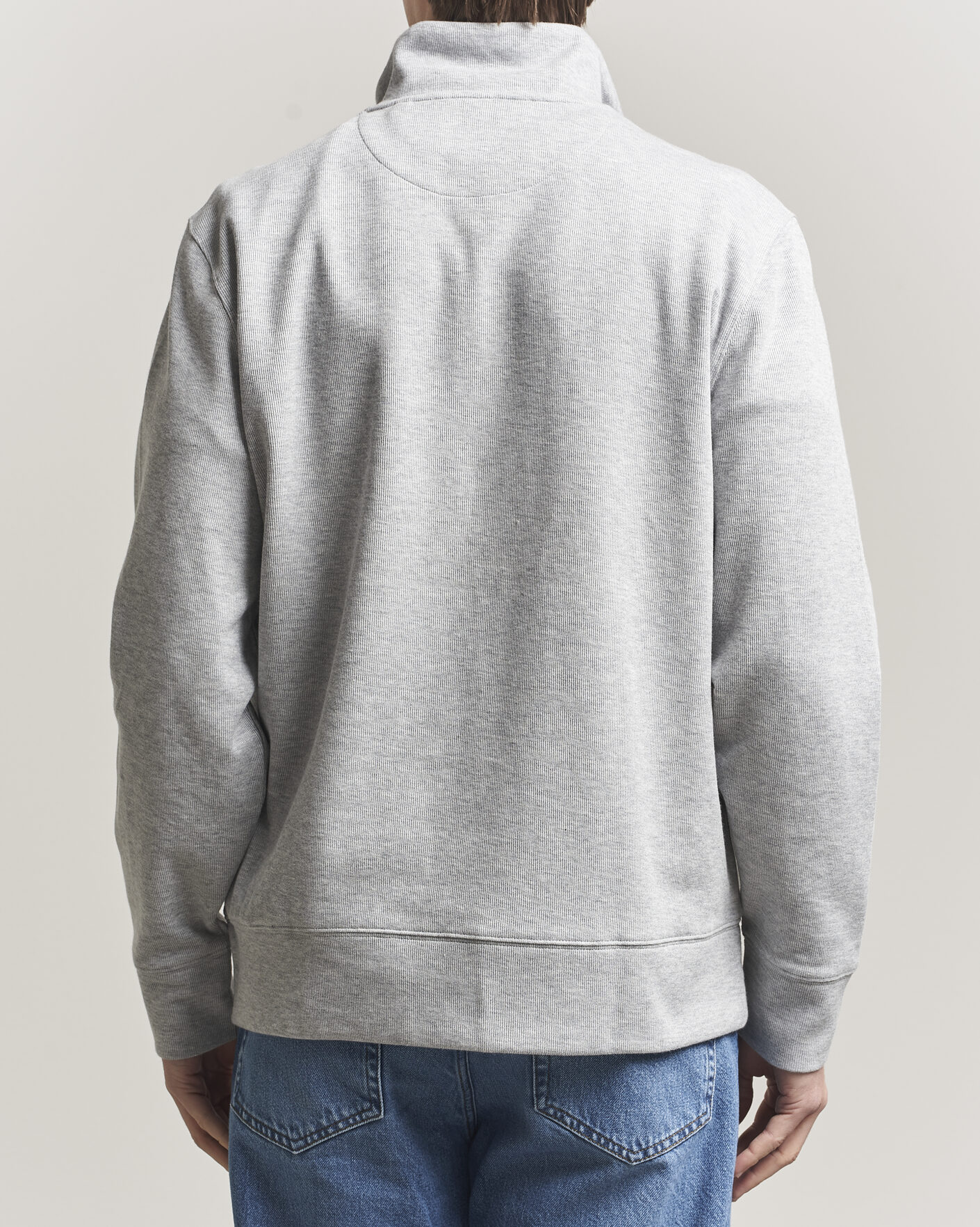 Uomini | Maglieria | Gant | Light Sacker Rib Half Zip Grey Melange
