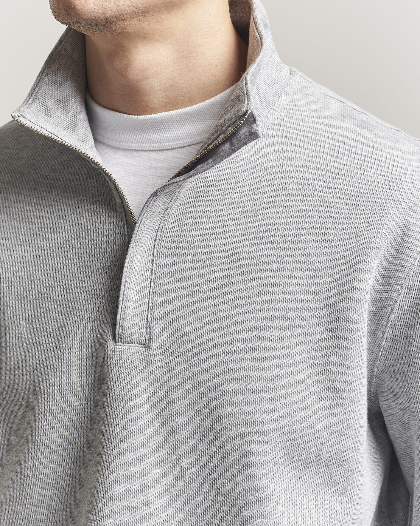 Uomini | Maglieria | GANT | Light Sacker Rib Half Zip Grey Melange