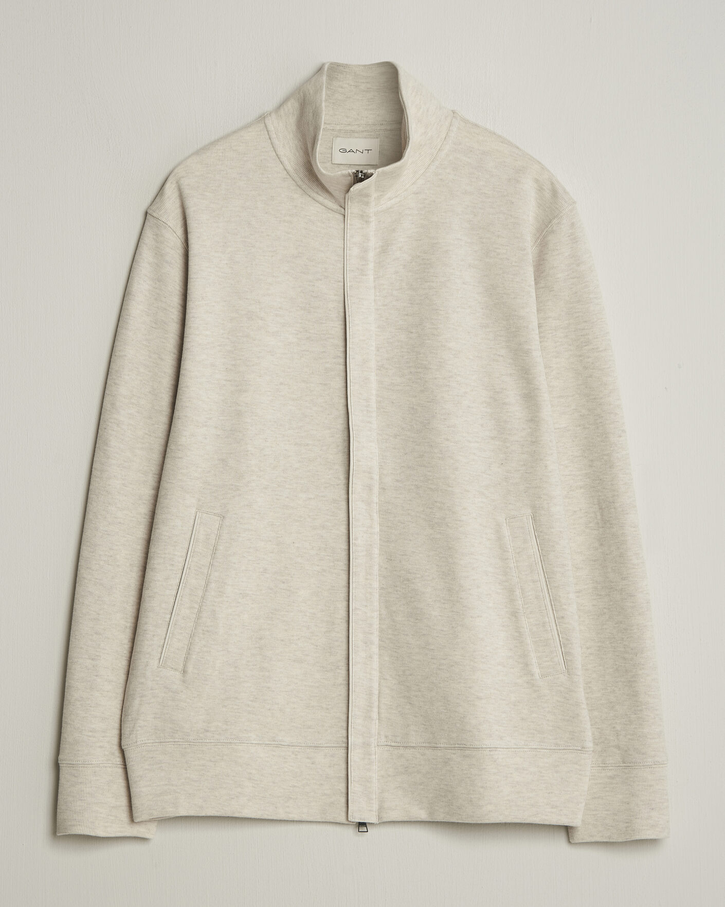 Uomini | Maglieria | GANT | Light Sacker Rib Full Zip Seed Melange
