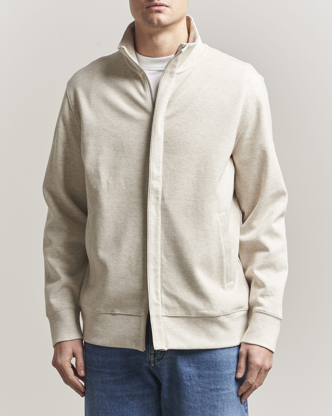 Uomini | Maglieria | Gant | Light Sacker Rib Full Zip Seed Melange
