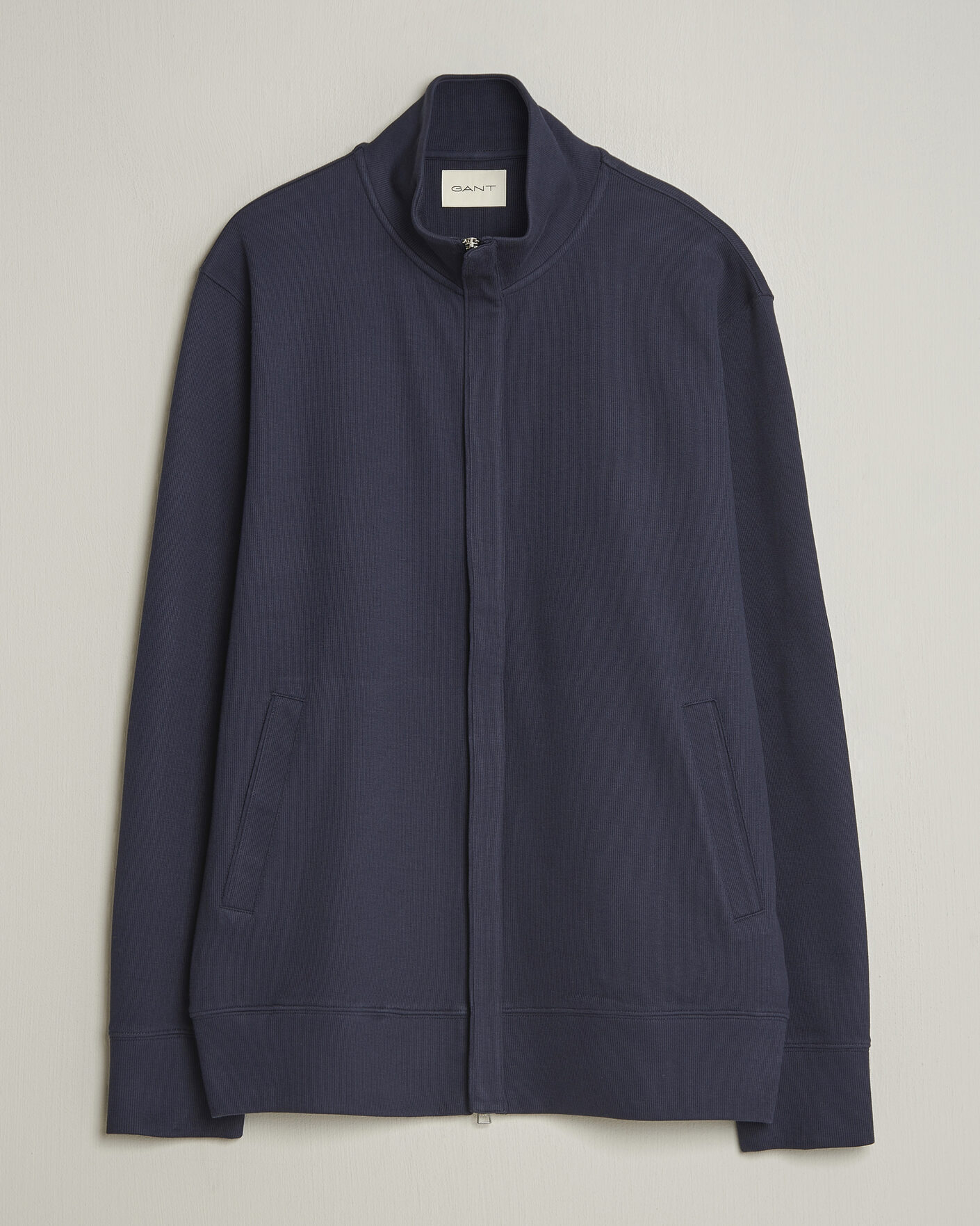 Uomini | Maglieria | GANT | Light Sacker Rib Full Zip Evening Blue